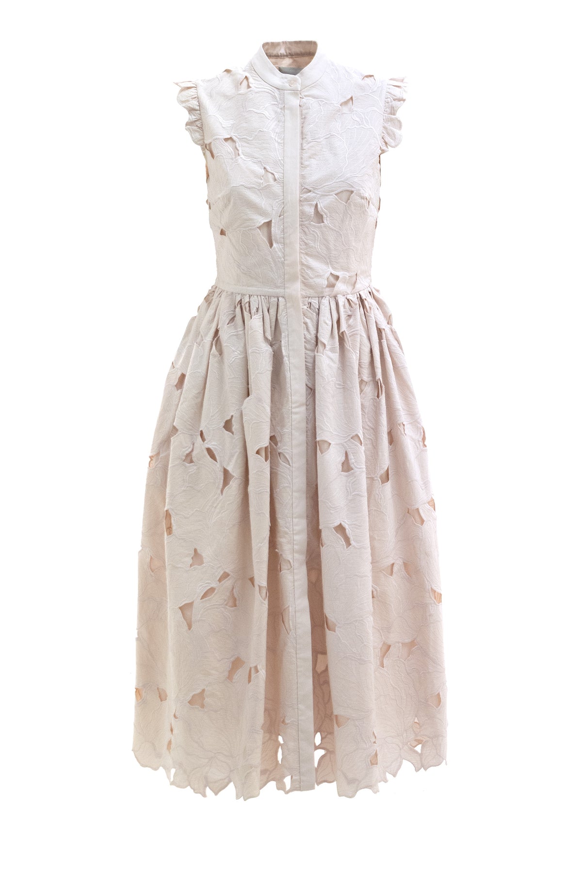 ERDEM Abito midi in cotone di colore rosa con lavorazione floreale