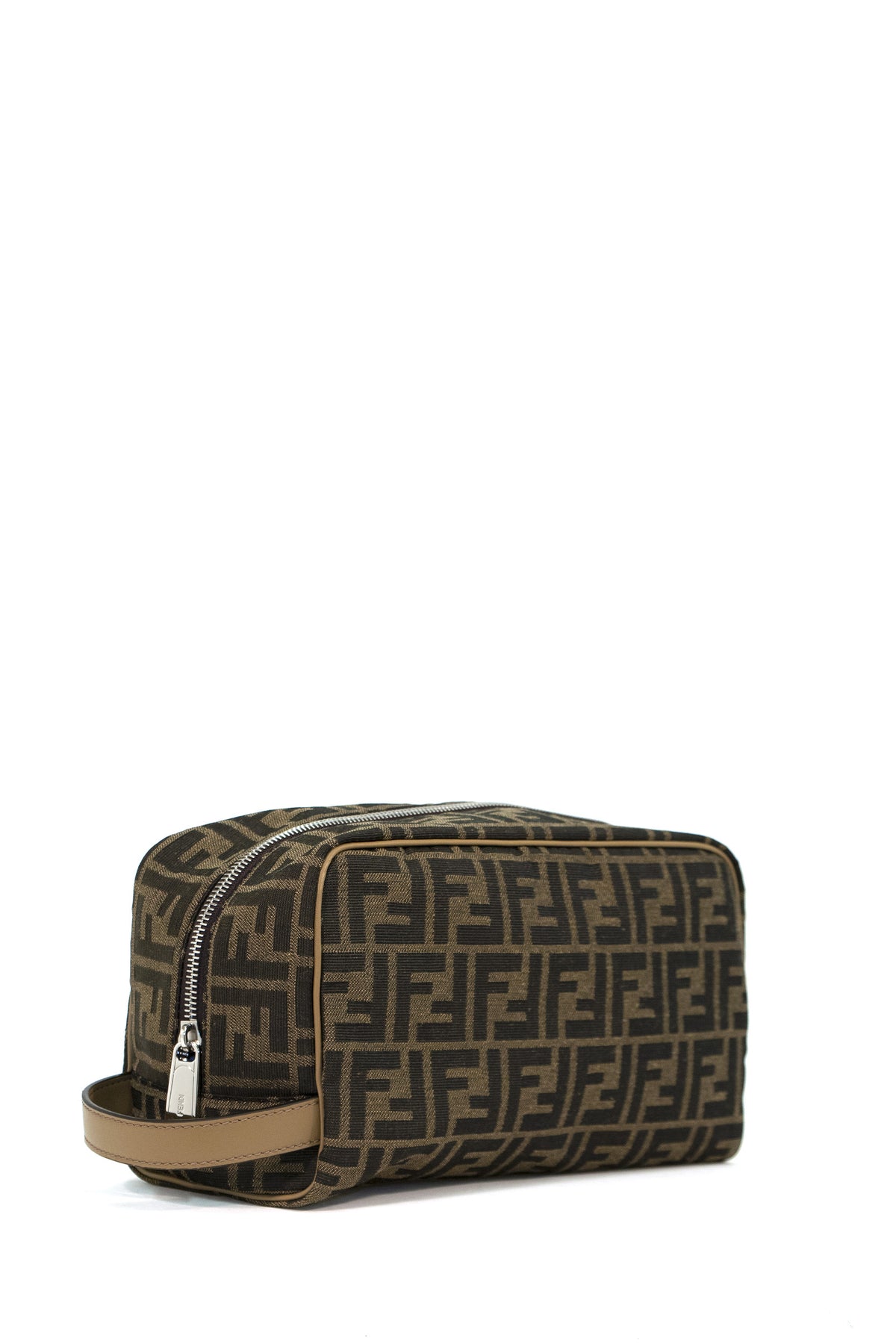 FENDI Beauty Case FF in tessuto con motivo FF jacquard, Marrone, vista 2