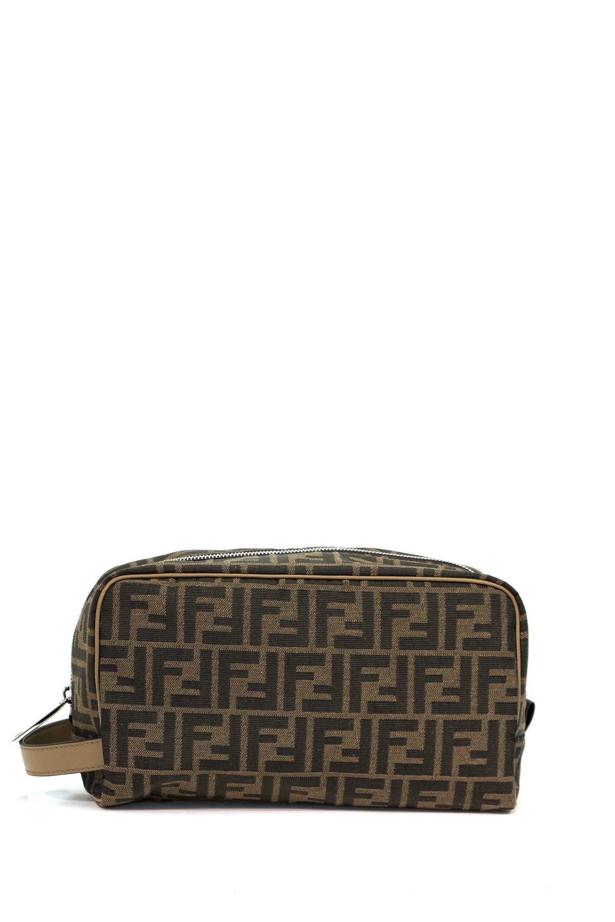 FENDI Beauty Case FF in tessuto con motivo FF jacquard, Marrone
