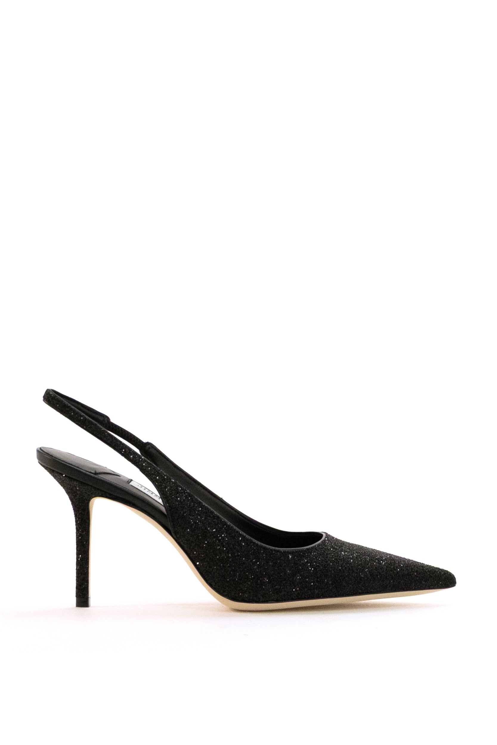 Slingback Love in Tessuto Glitterato<BR/> LOVE SB 85 GQI BLACK JIMMY CHOO