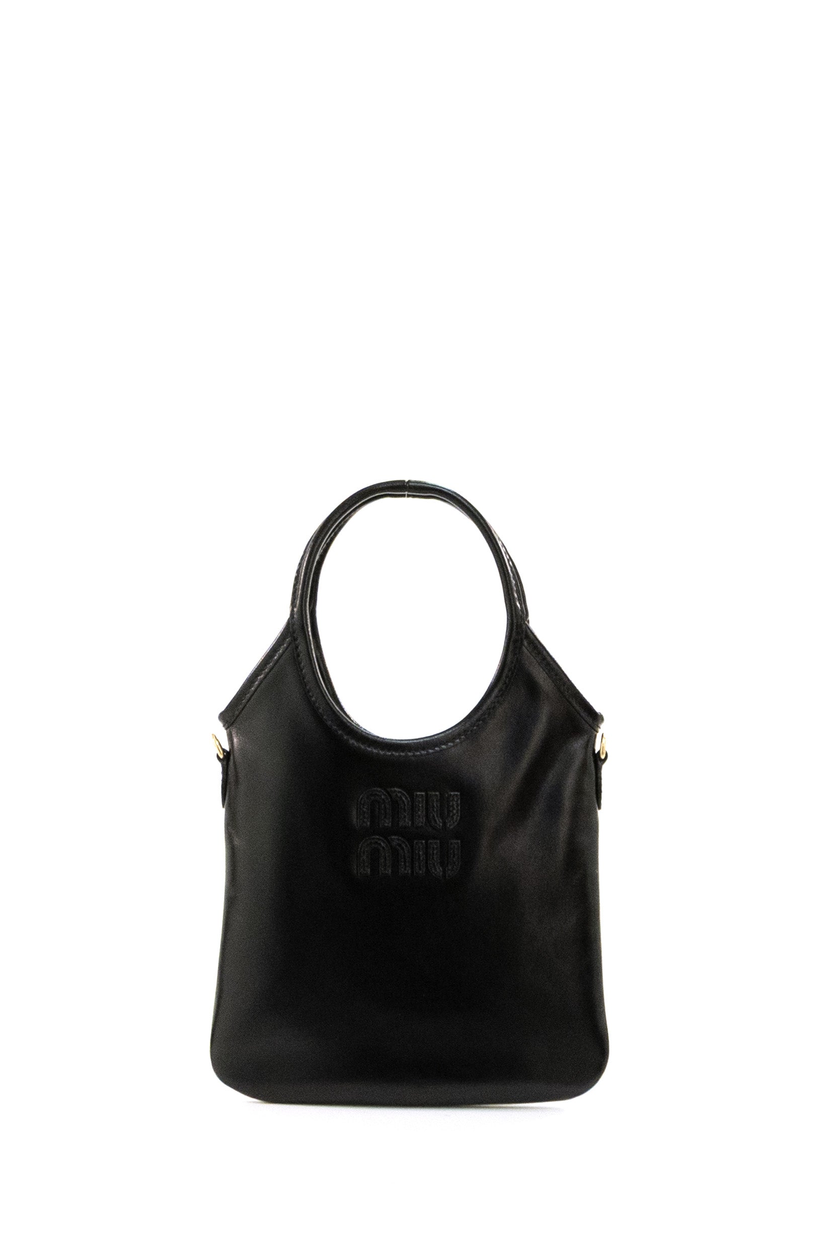 Borsa Ivy in pelle di colore nero<BR/> 5BA281 V OLI 2IEO F0002 MIU MIU