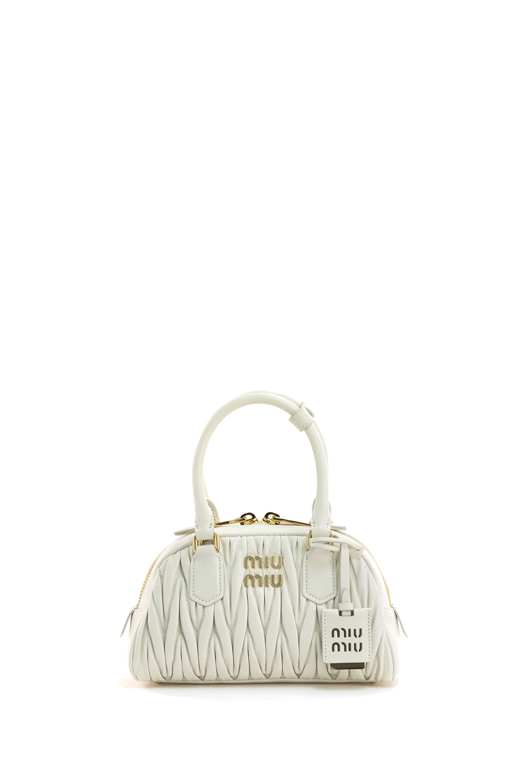 Borsa Arcadie in nappa matelassé di colore bianco<BR/> 5BB191 V OLO AN88 F0009 MIU MIU