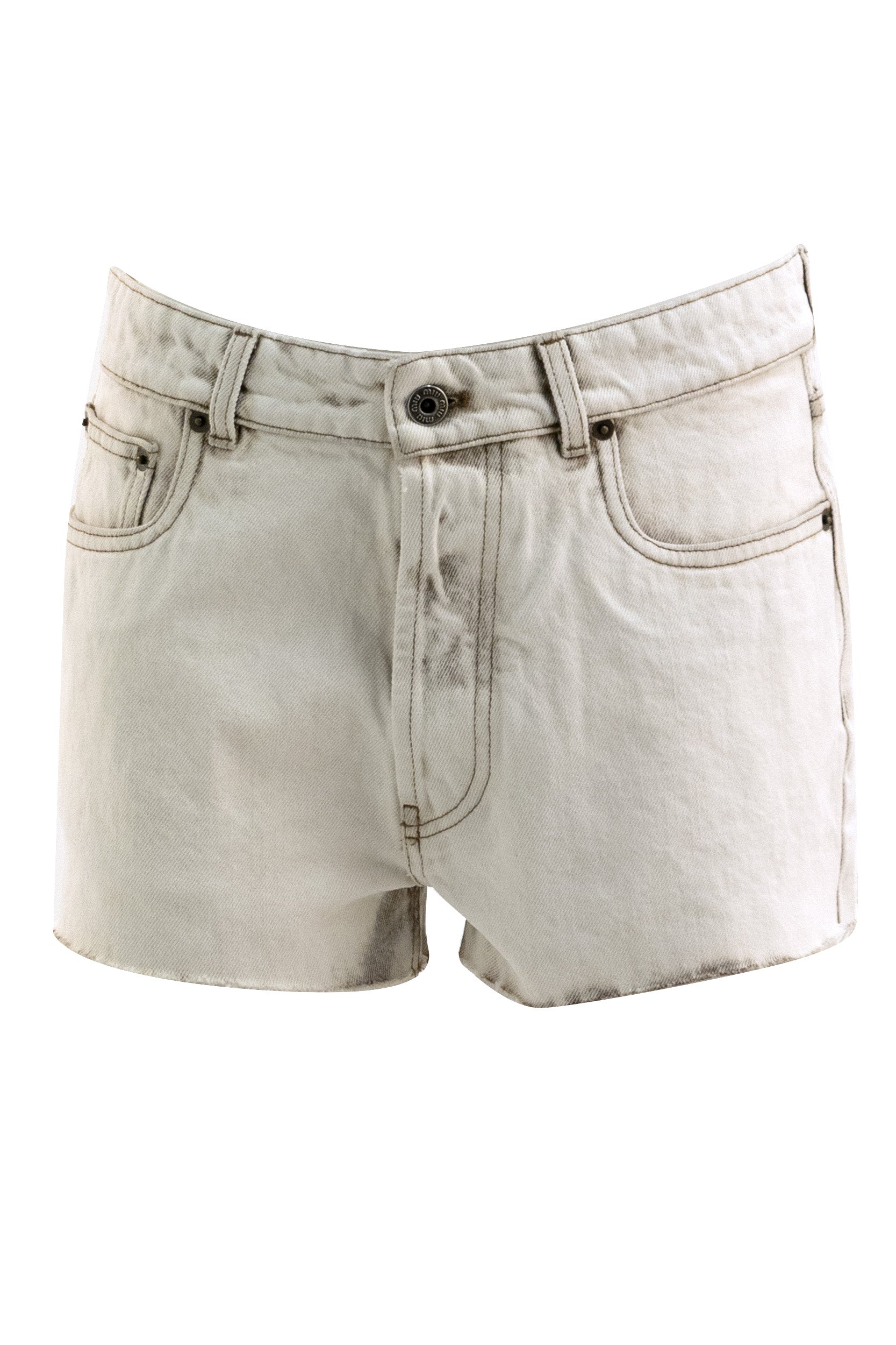 Short in denim di colore bianco<BR/> GWP602 S OOO 183T F0009 MIU MIU