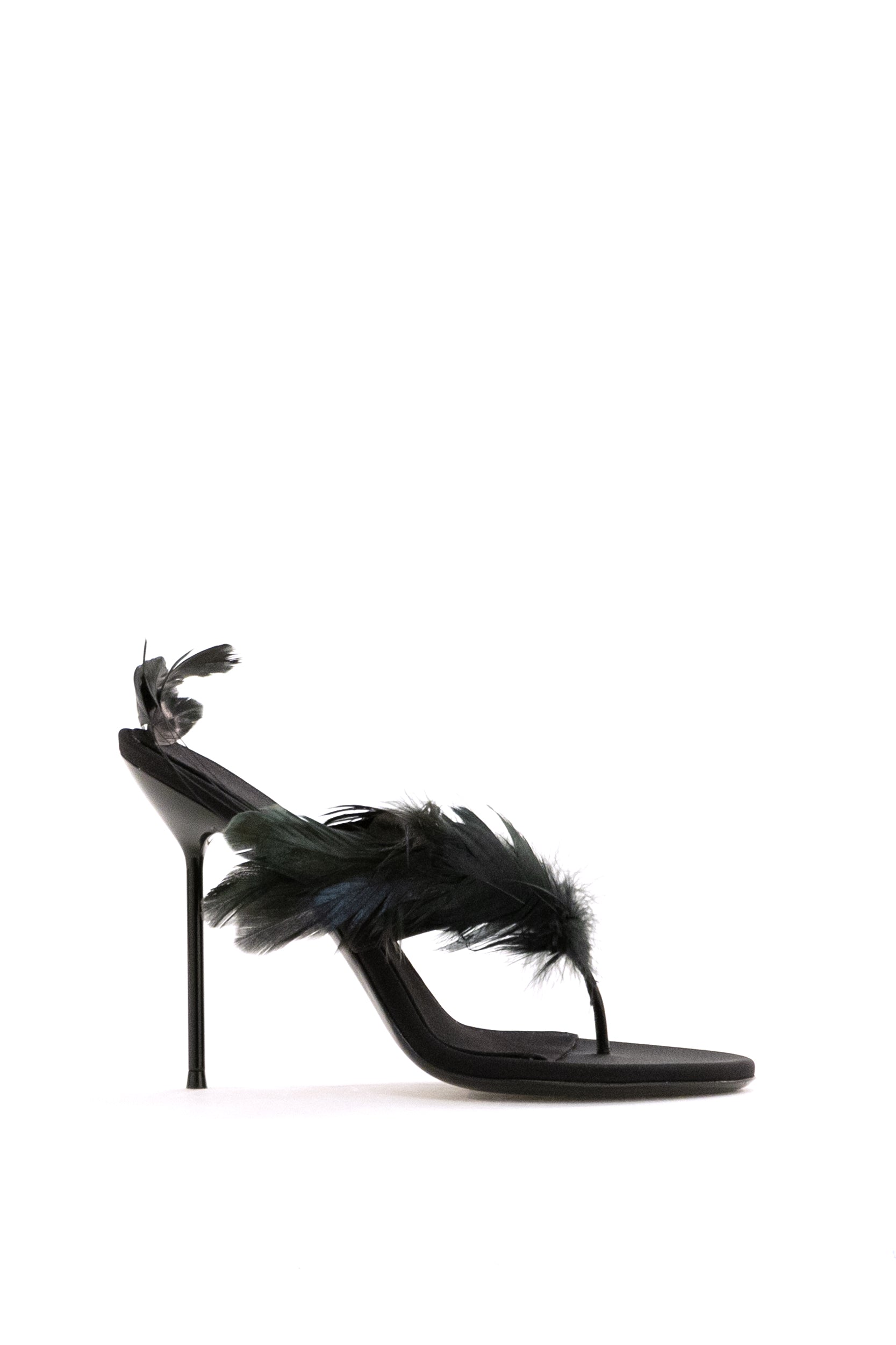 Mules Infradito in Raso Crepe<BR/> PX1821 BLACK PARIS TEXAS