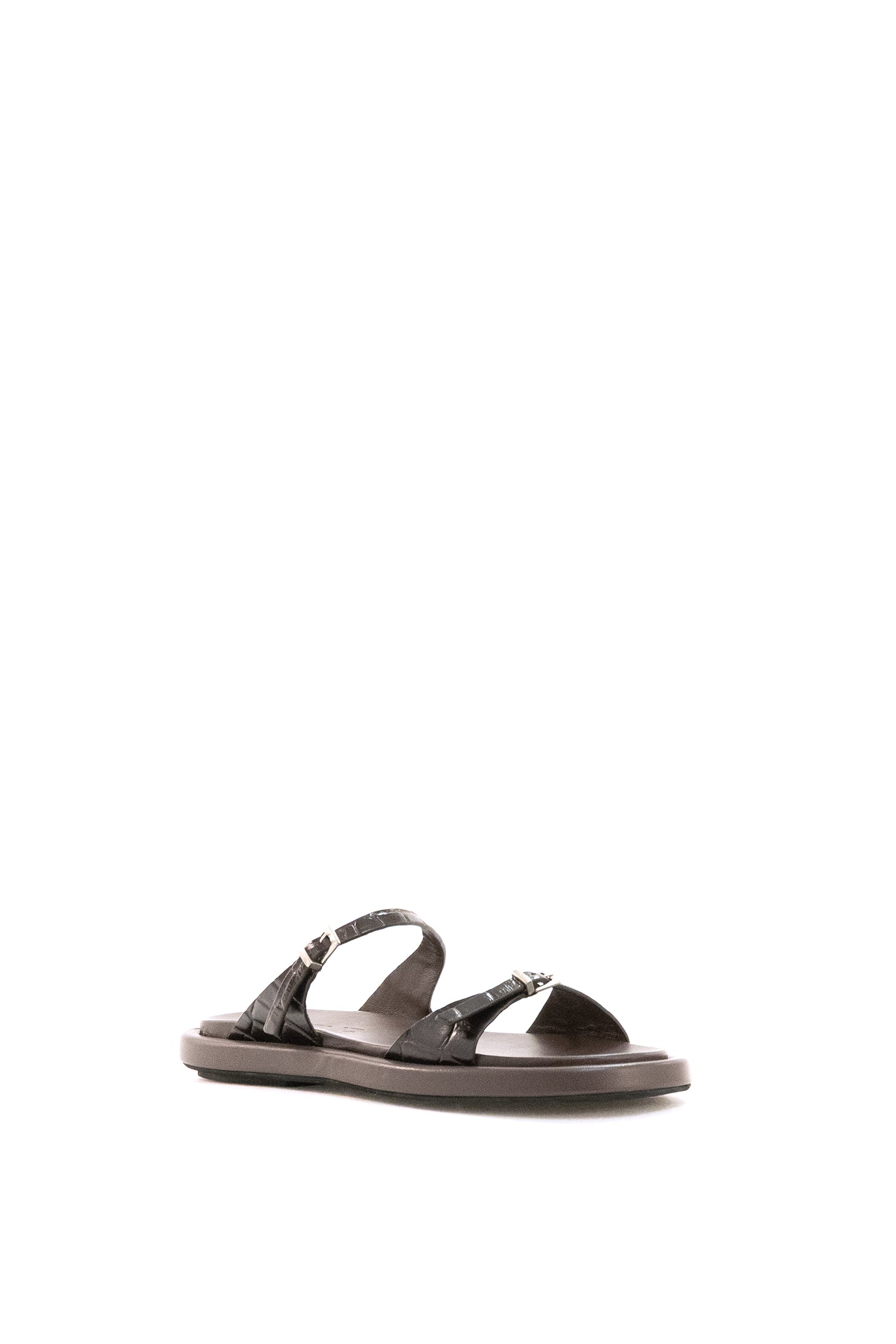 Sandali Laila in pelle stampa cocco color marrone<BR/> ARE14 NAIROBI MOGANO POEVE