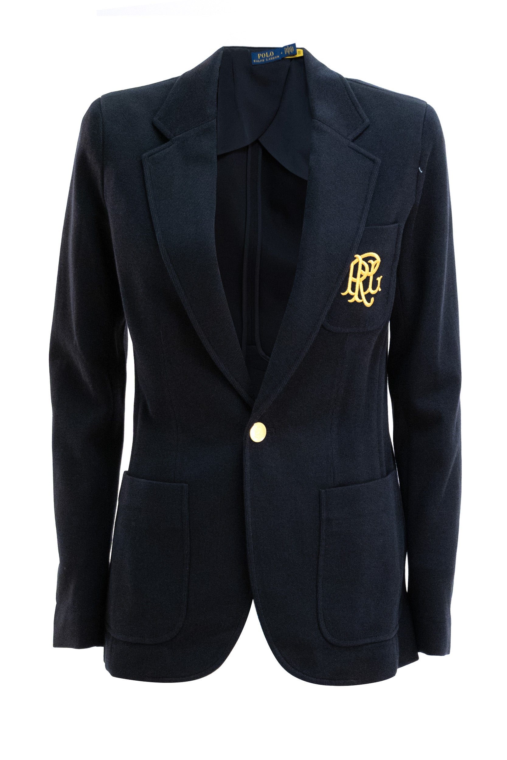 Giacca monopetto in maglia color blu<BR/> 211795348002 NAVY POLO RALPH LAUREN