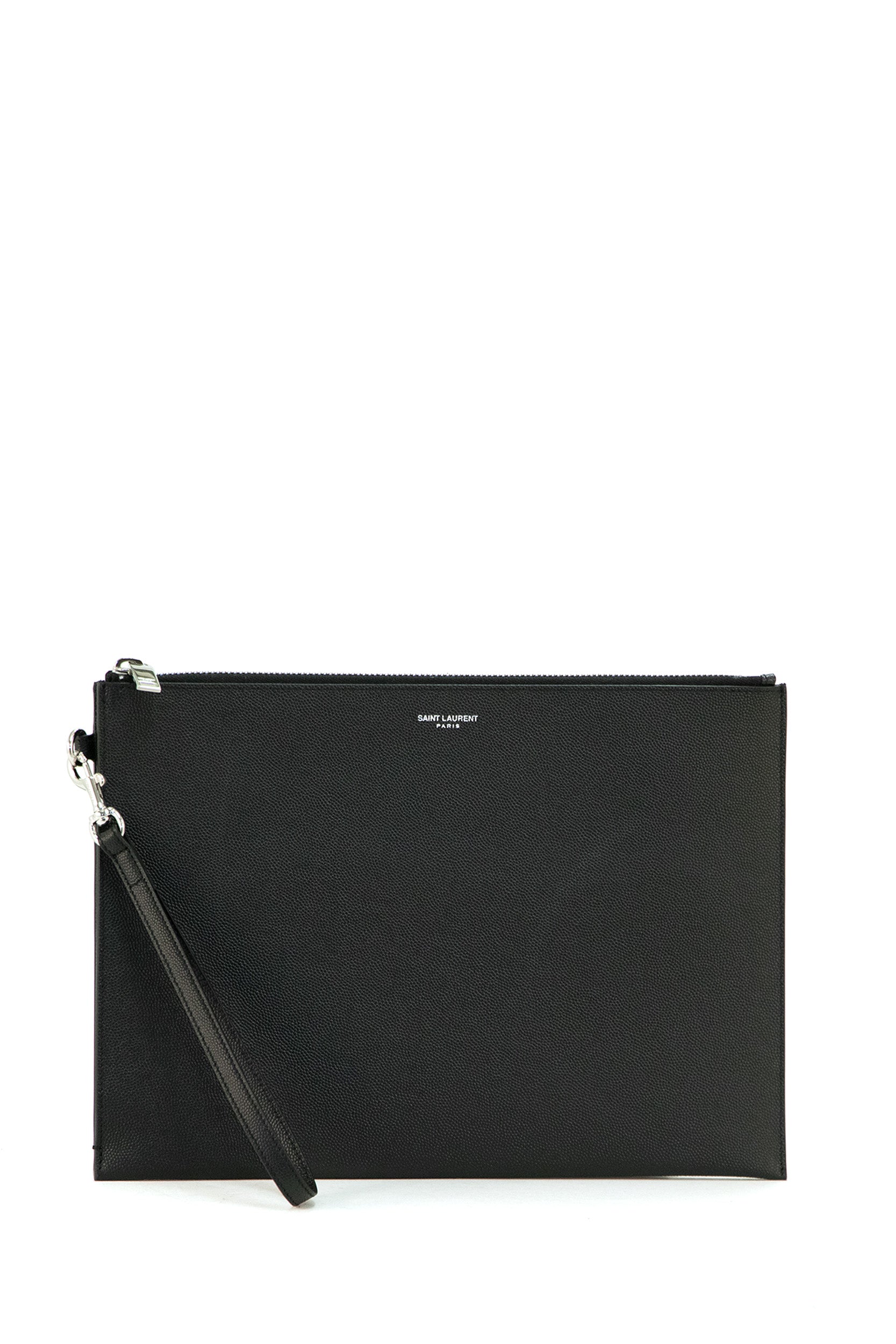 Pochette in pelle goffrata grain de poudre di colore nero 683865 BTY0N 1000 SAINT LAURENT