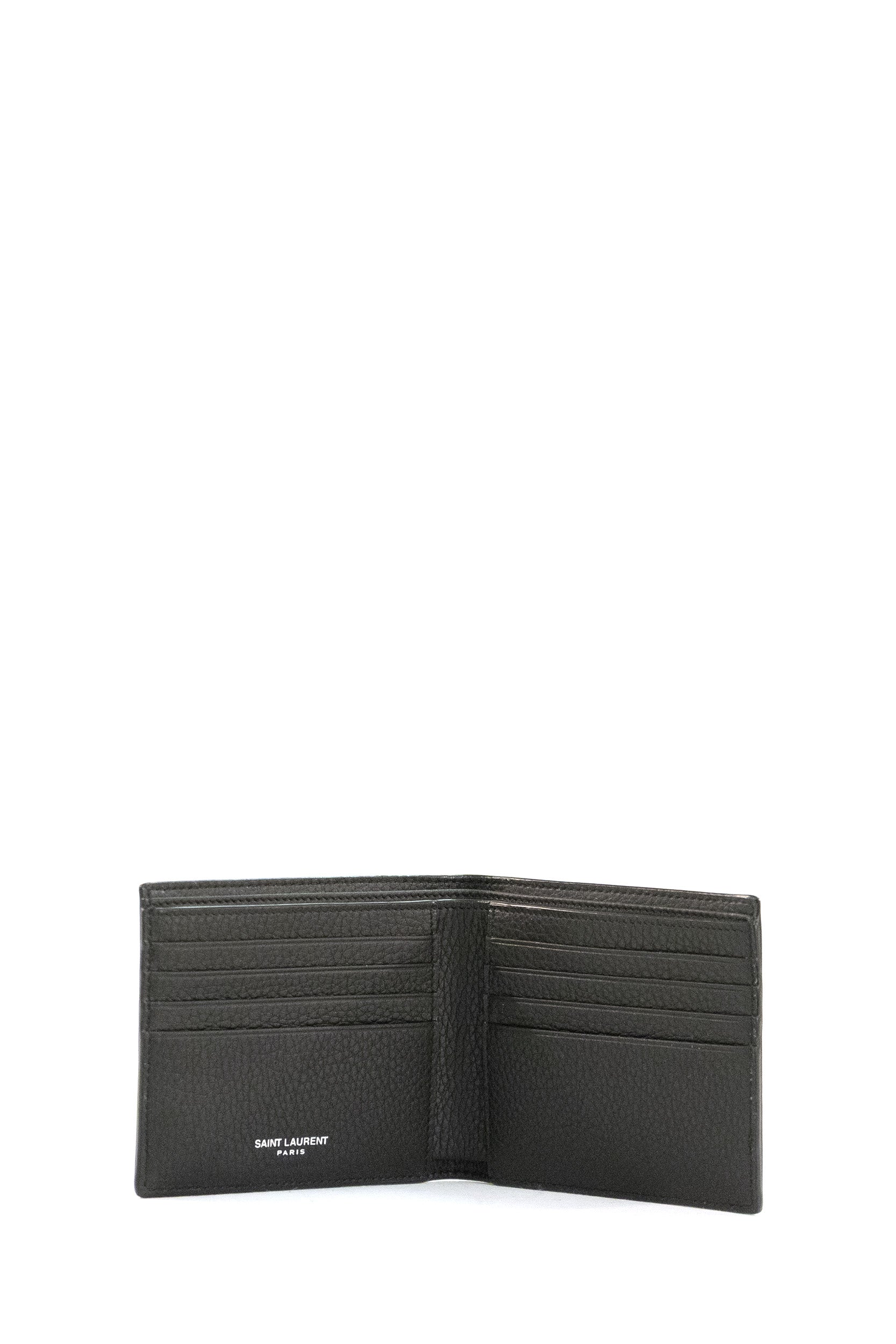 Portafoglio East/West Tiny in pelle martellata di colorenero<BR/> 847954 AAELP 1000 SAINT LAURENT