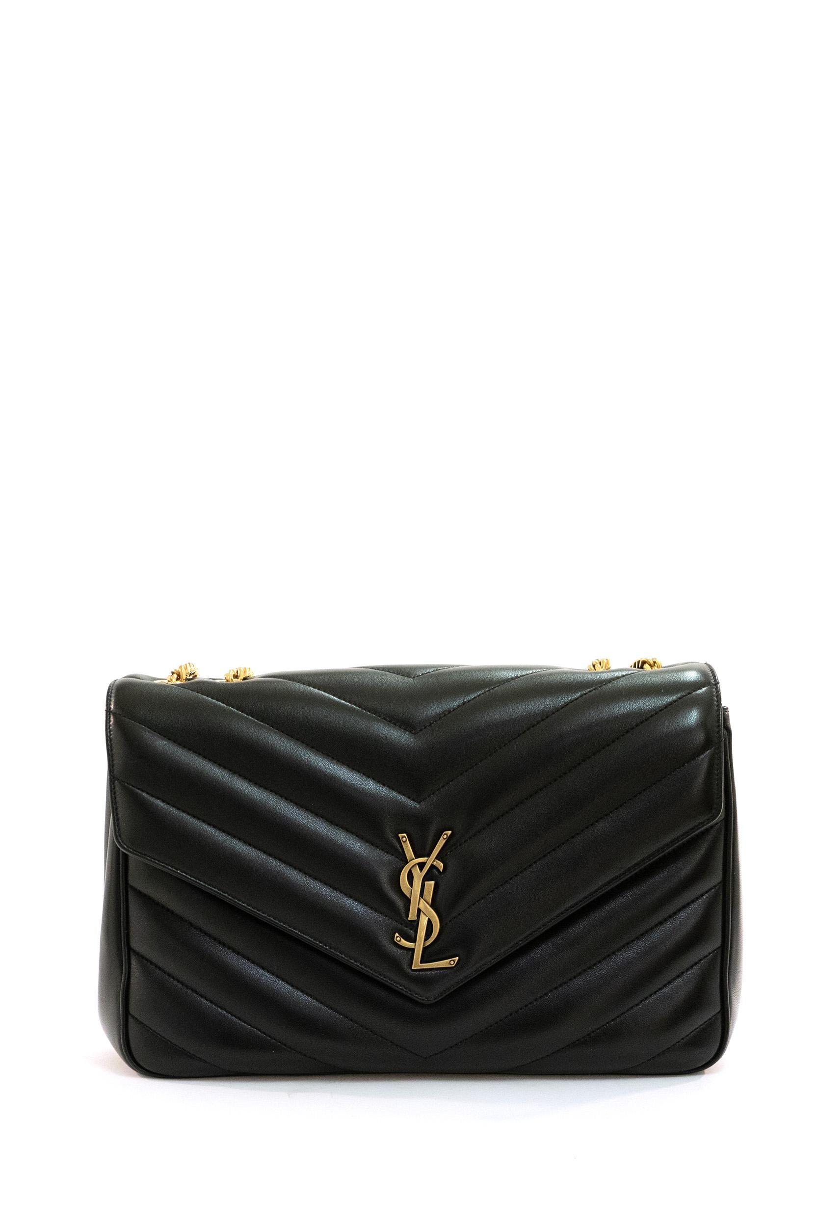 Borsa Loulou Grande colore nero logo oro<BR/> 803541 AAEAX 1000 SAINT LAURENT