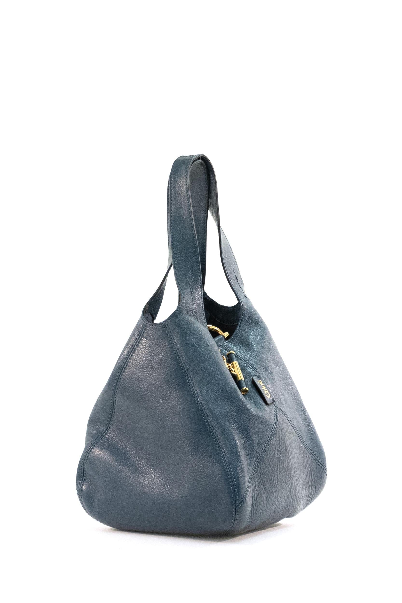 Borsa Chloé Balloon in pelle martellata di colore blu tapestry<BR/> 25WS644Q15 44Q CHLOE'