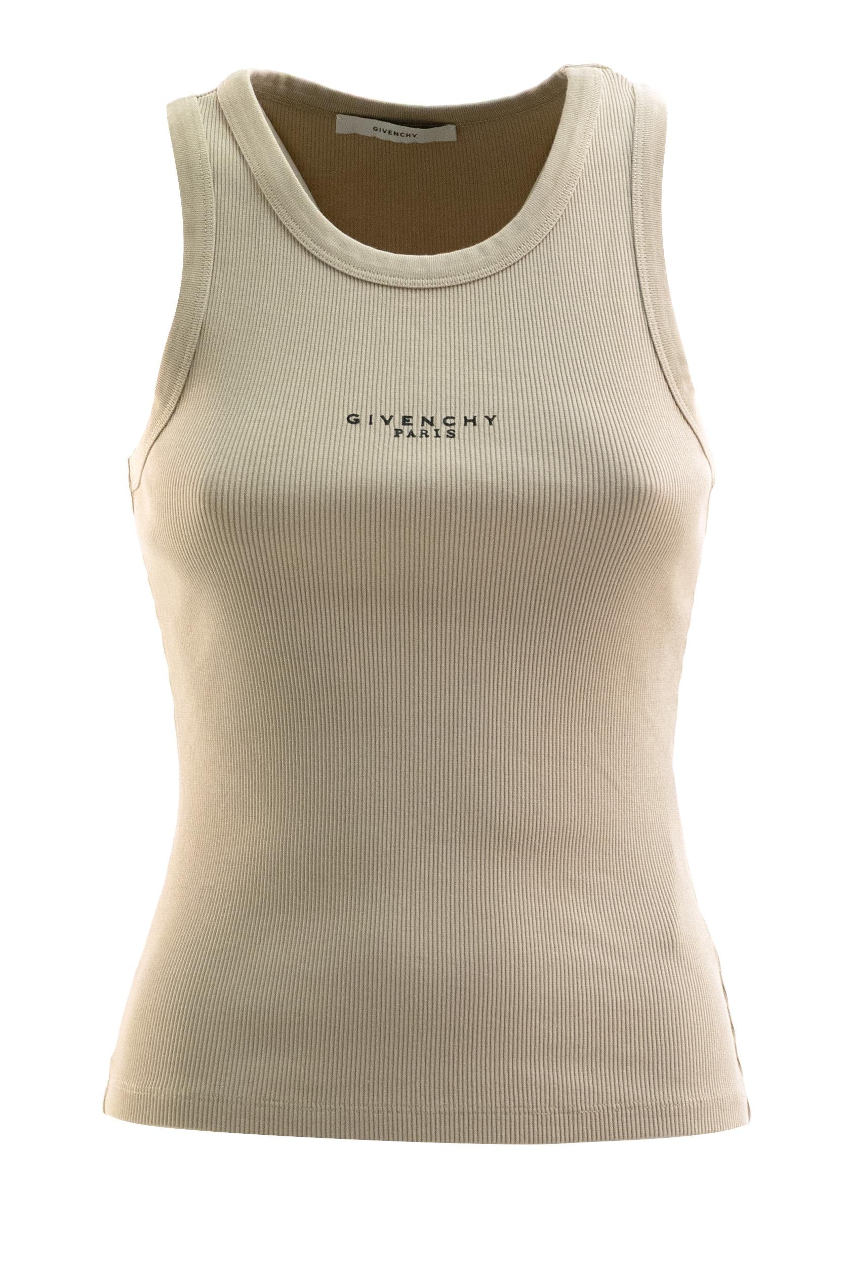 Top in cotone a coste di colore beige<BR/> BW70FPP7BR 277 GIVENCHY