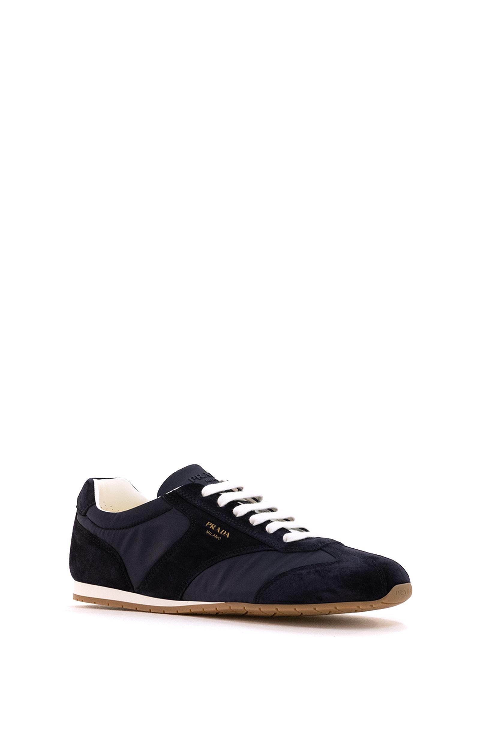Sneakers in nylon e suede di colore blu 2EE465 F G000 D7R F0008 PRADA
