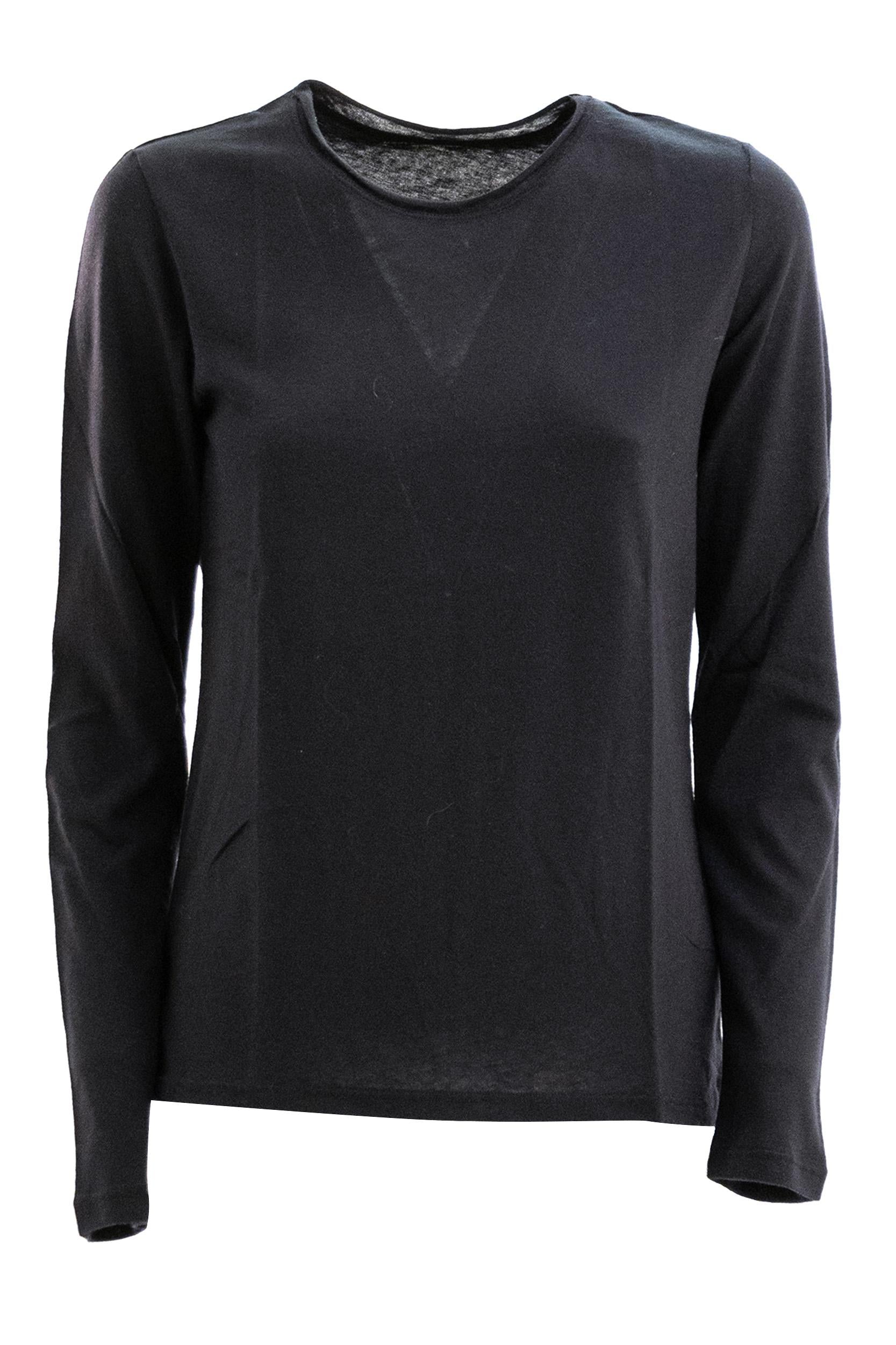 T-shirt in cotone e cashmere di colore blu<BR/> H25M005-FTS021 003 MAJESTIC