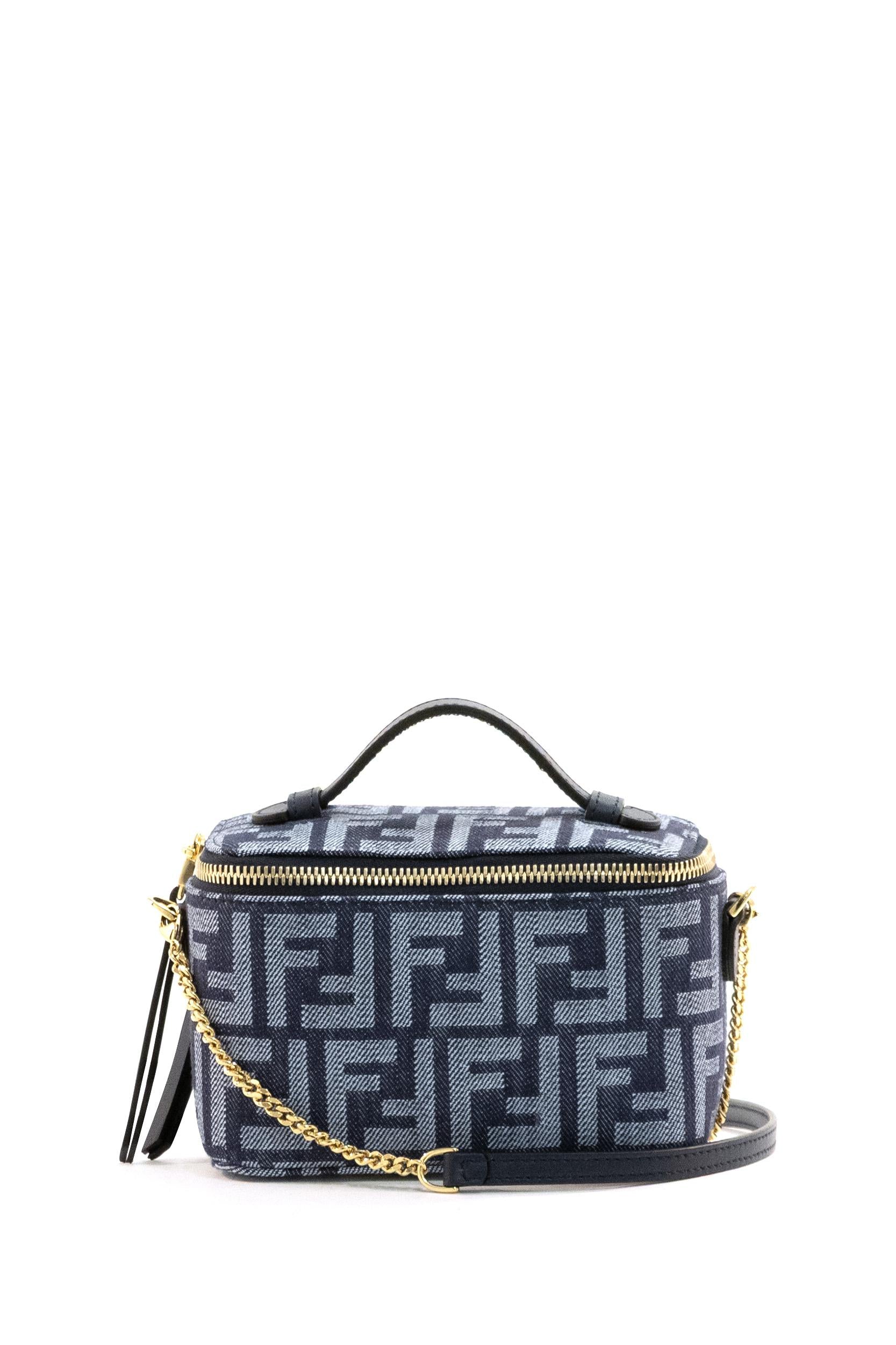 Borsa Fendi Vanity in jacquard FF effetto denim blu scuro<BR/> 8BS108 AWVA F0NAP FENDI