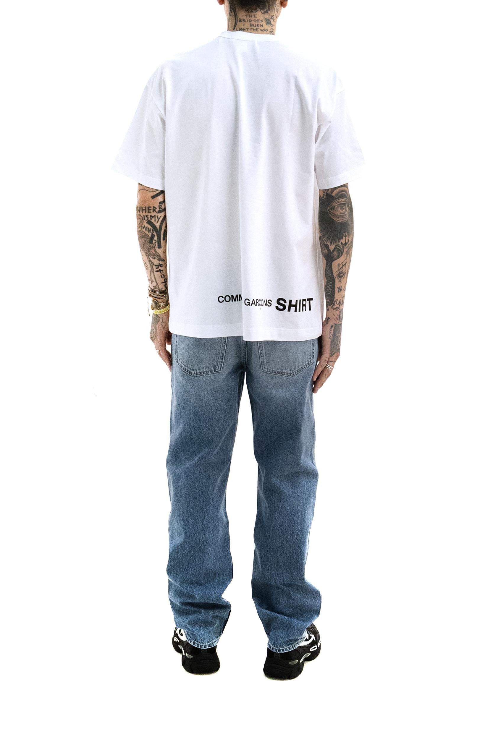 T-shirt in cotone di colore bianco<BR/> FQ-T008 3 CDG SHIRT