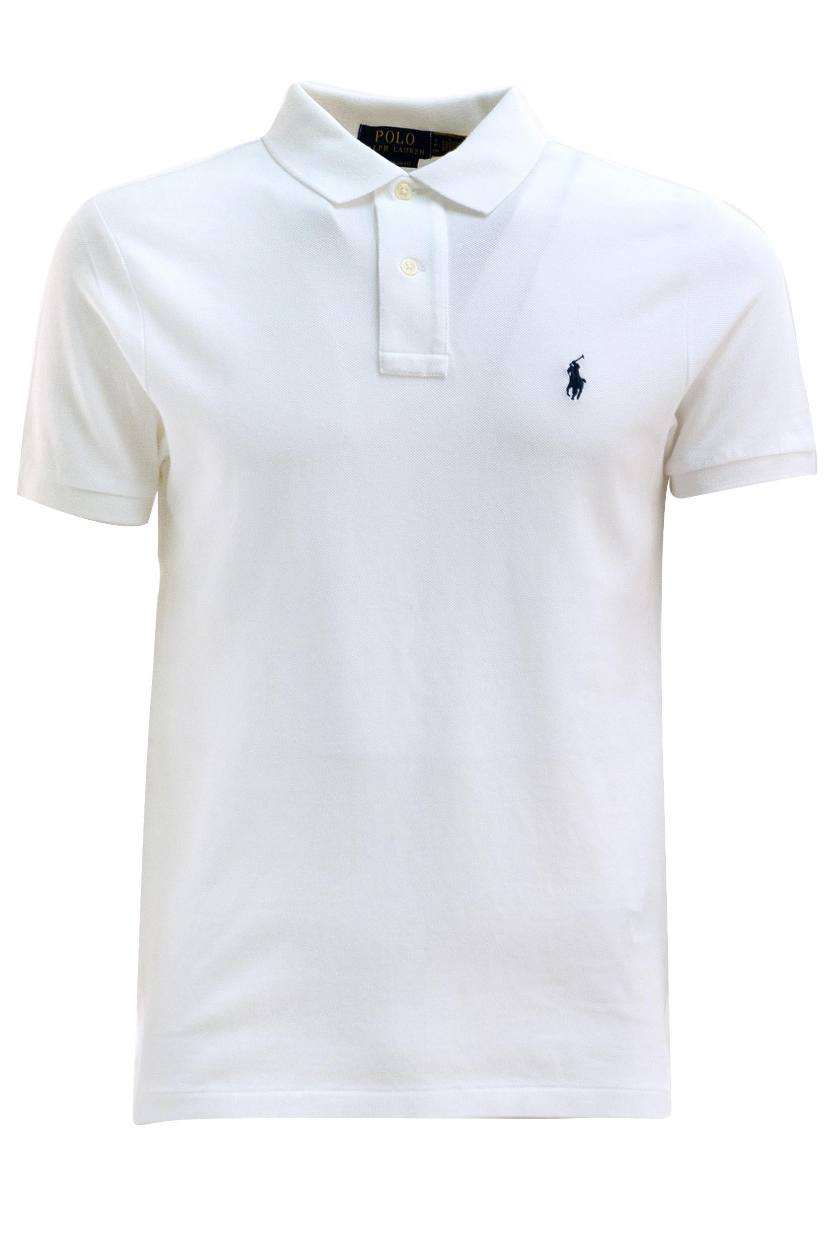 Polo in Piquet di Cotone<BR/> 710666998002 WHITE POLO RALPH LAUREN
