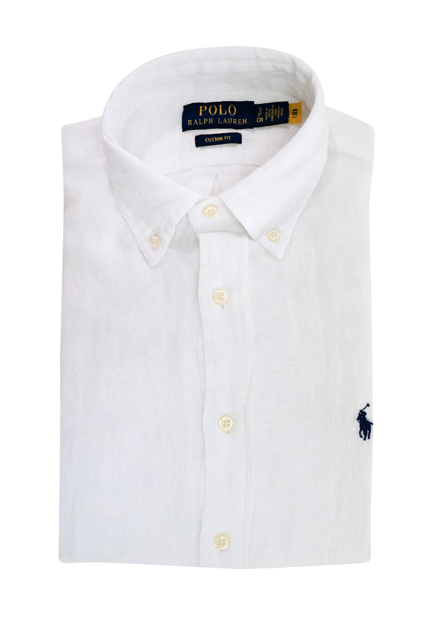 Camicia in Lino<BR/> 710966294506 WHITE POLO RALPH LAUREN