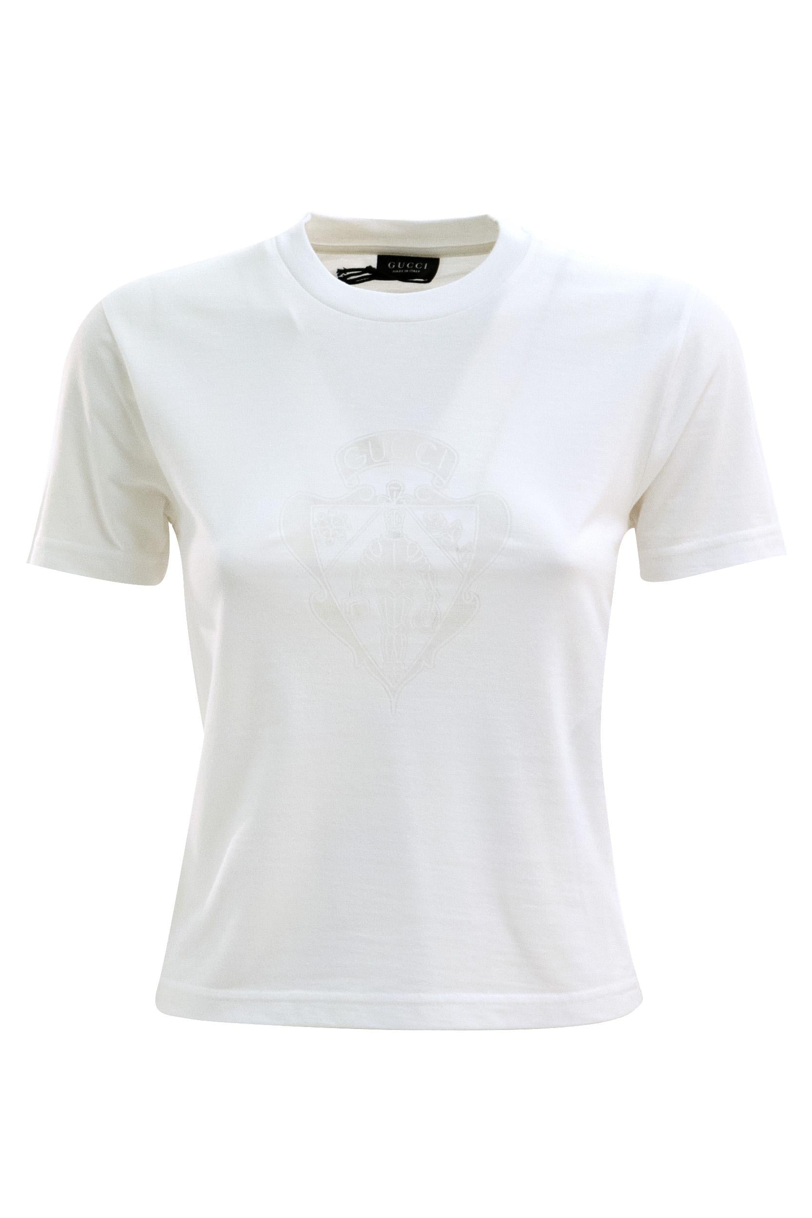 T-shirt in Jersey di Cotone con Stemma Gucci<BR/> 867084 XJHTY 9003 GUCCI