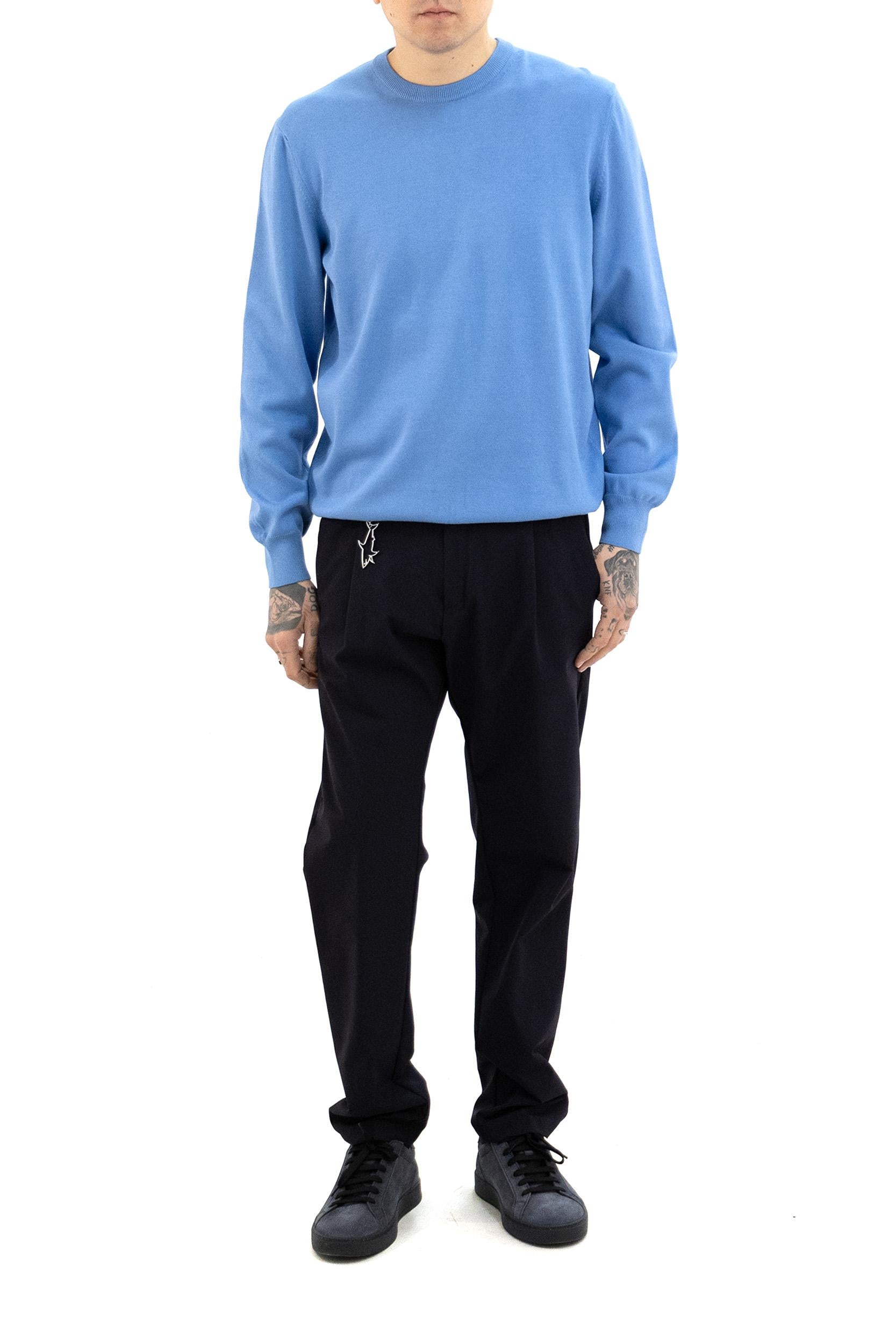 Pullover in cotone di colore azzurro<BR/> 21411574 337 PAUL & SHARK