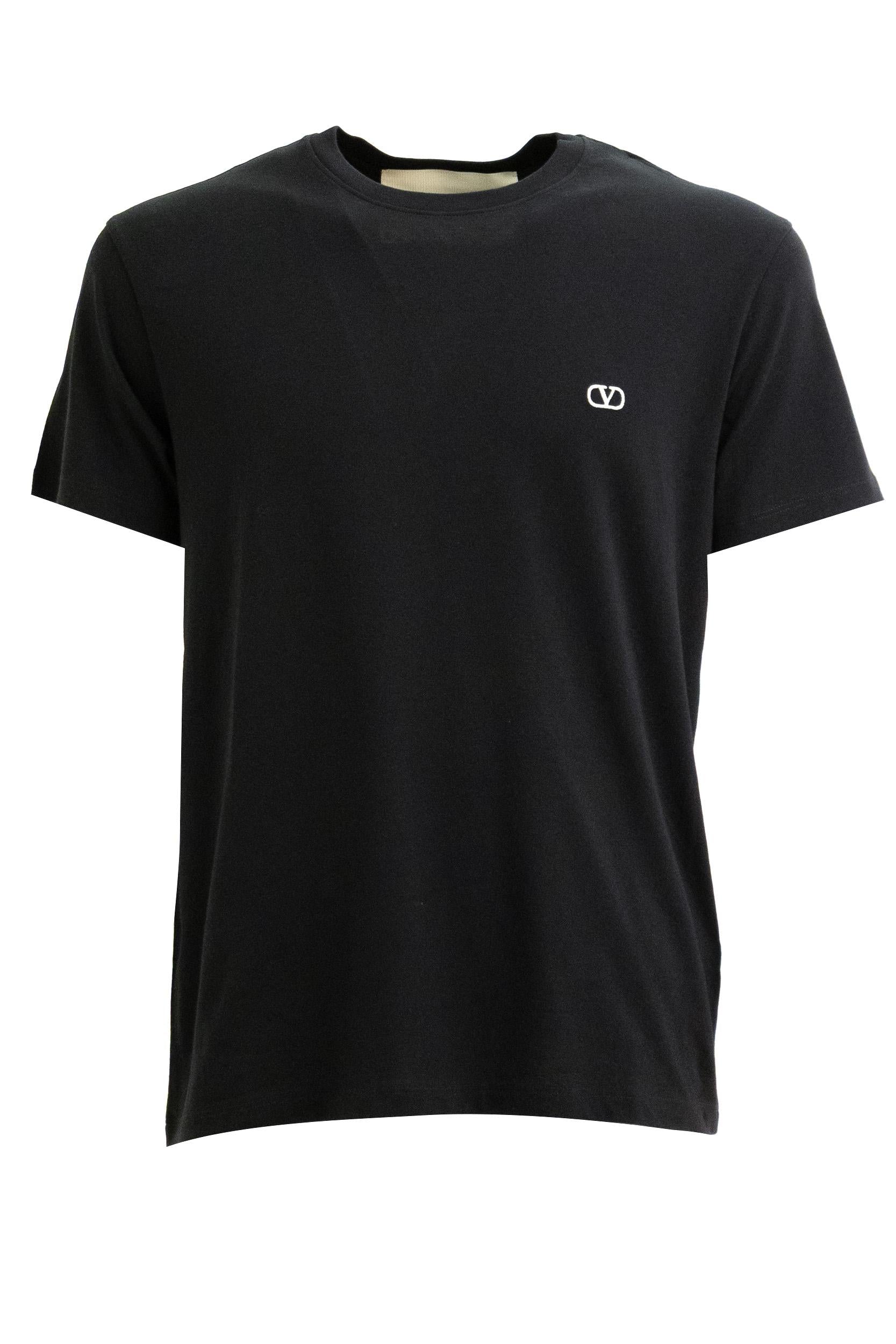 T-shirt in cotone di colore nero<BR/> 9V3MG10VBMM 0NO VALENTINO GARAVANI