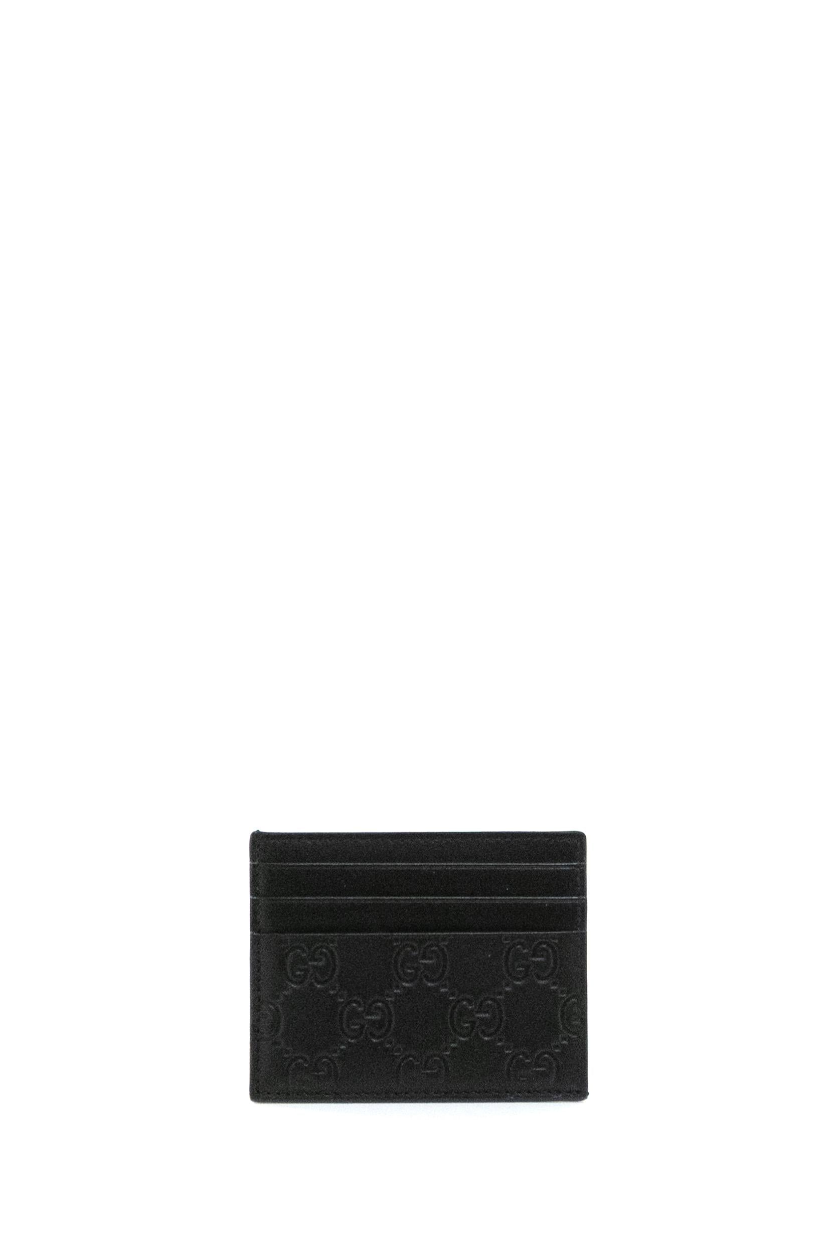 Porta carte Emblem in pelle GG di colore nero<BR/> 850187 AAFDV 1000 GUCCI