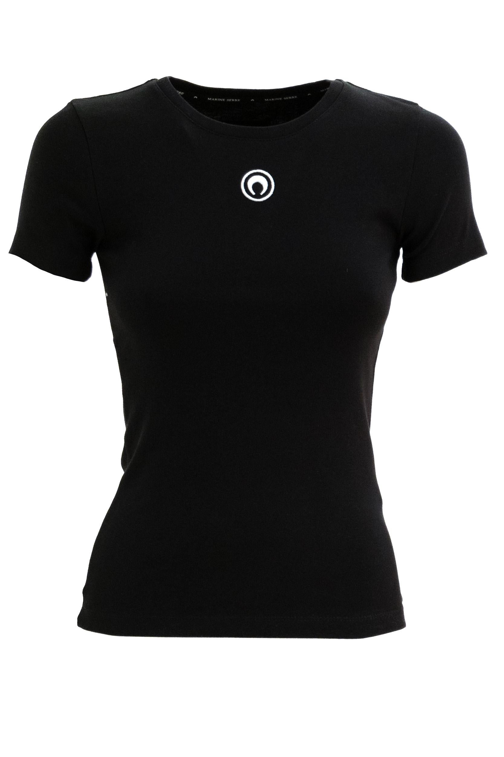 T-shirt in jersey di cotone di colore nero<BR/> WTT012A CJER0008 BK99 MARINE SERRE