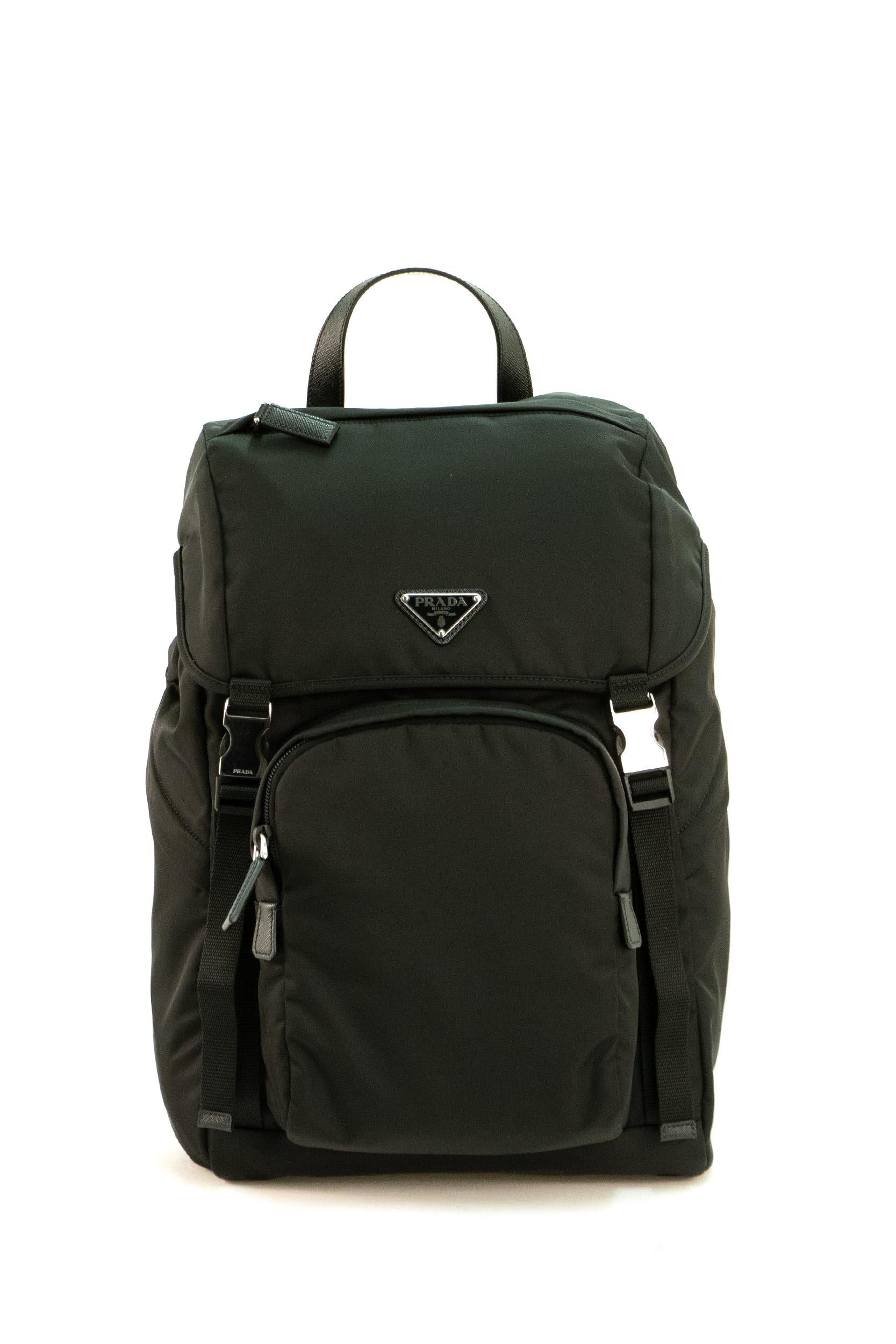 Zaino in re-nylon e pelle Saffiano colore nero 2VZ135 V HOL 2DMG F0002 PRADA