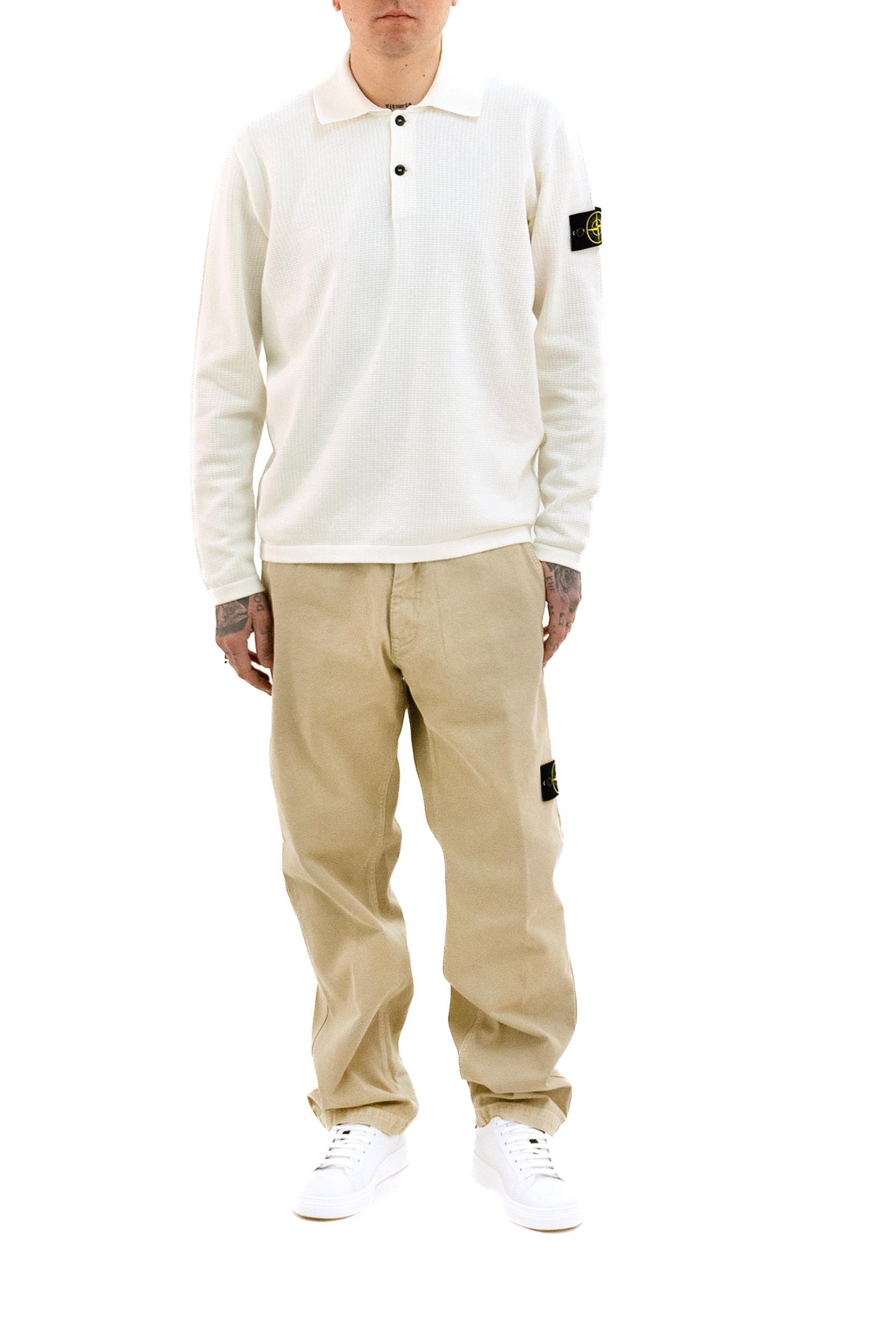 Polo a Maniche Lunghe in Cotone<BR/> L1S155100024 S01B2 V0093 STONE ISLAND