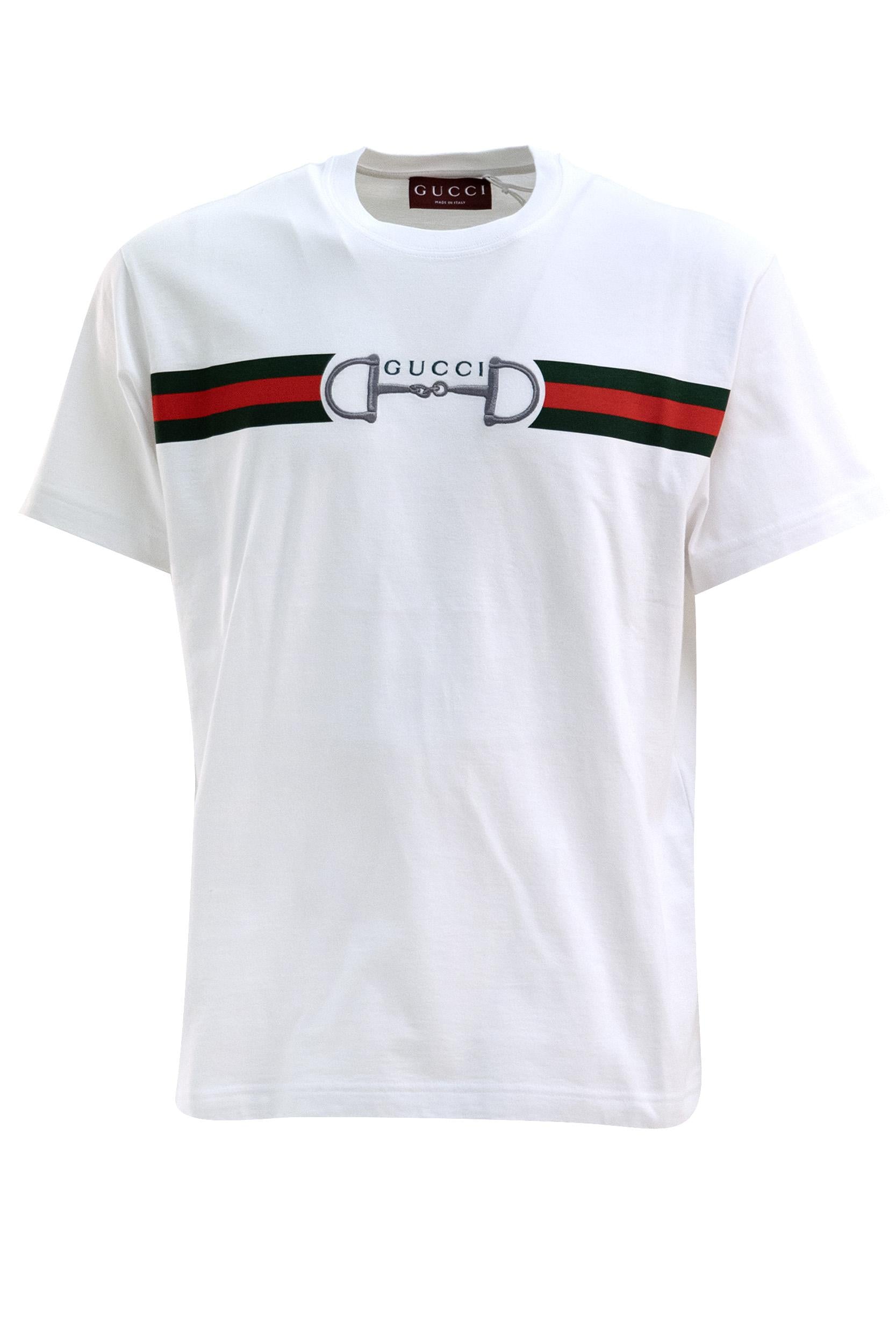T-shirt in Jersey di Cotone con Ricamo<BR/> 855021 XJHOJ 9051 GUCCI