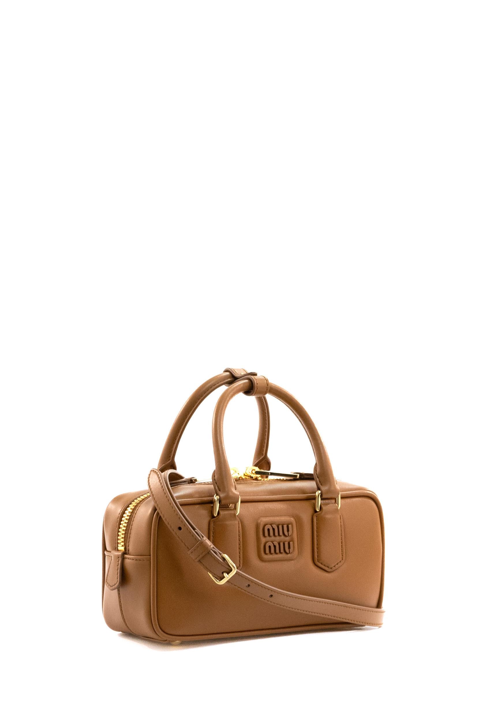 Borsa Arcadie in pelle liscia colore marrone<BR/> 5BB142 V OON ACR3 F0046 MIU MIU