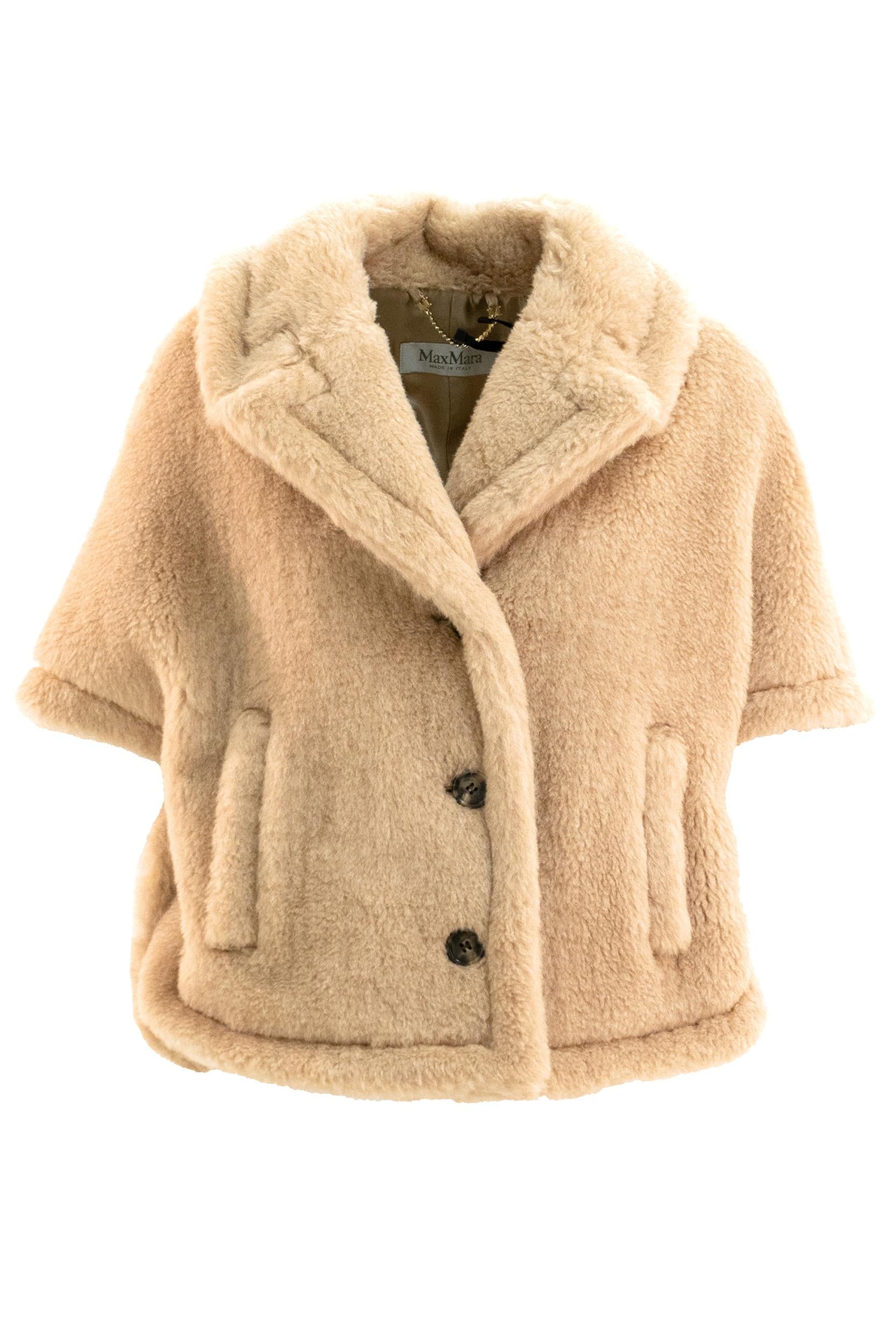 Cappa Teddy in alpaca e cashmere di colore beige<BR/> MXACORVINO4 001 MAX MARA