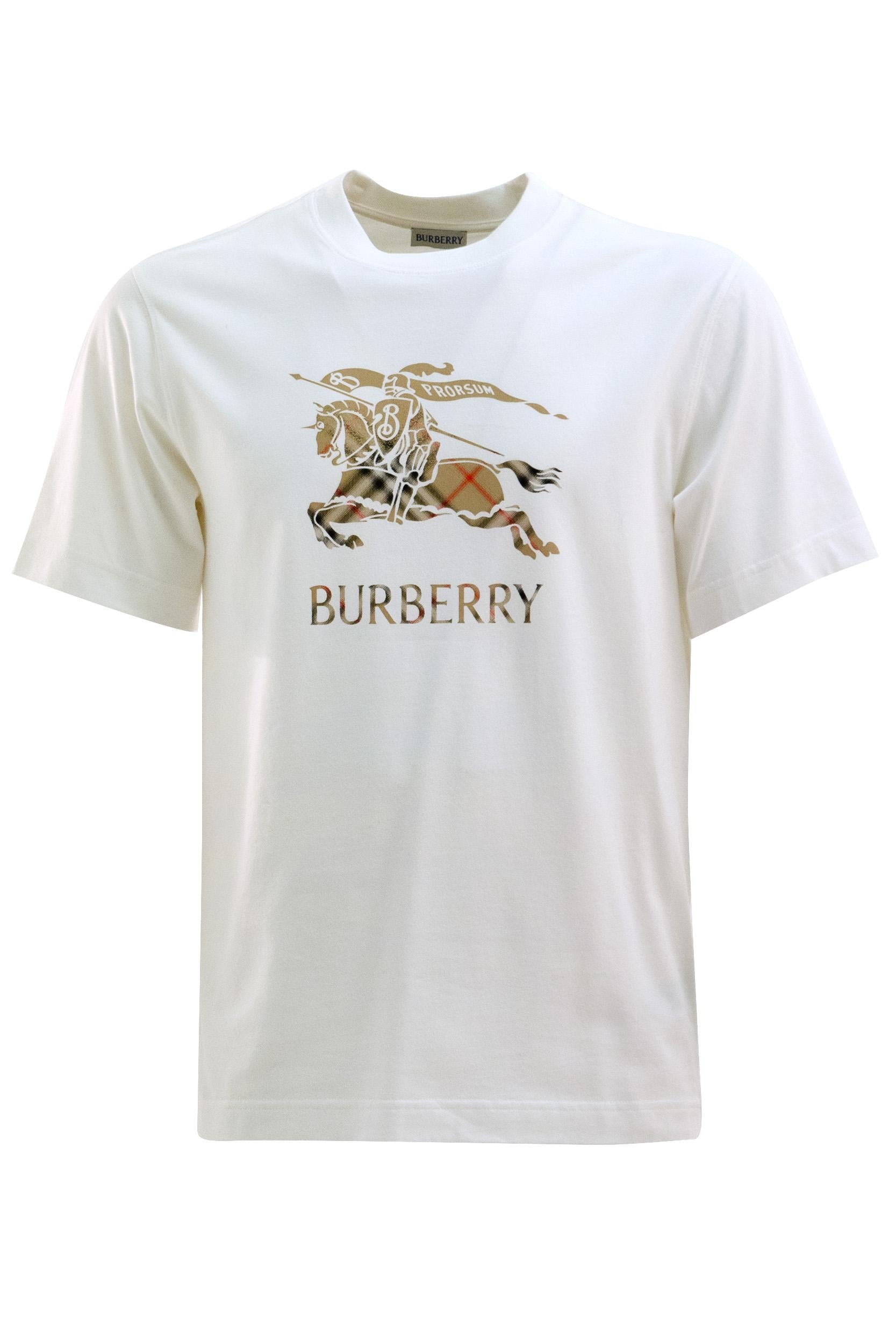 T-shirt in cotone di colore bianco<BR/> 8119014 CHALK BURBERRY