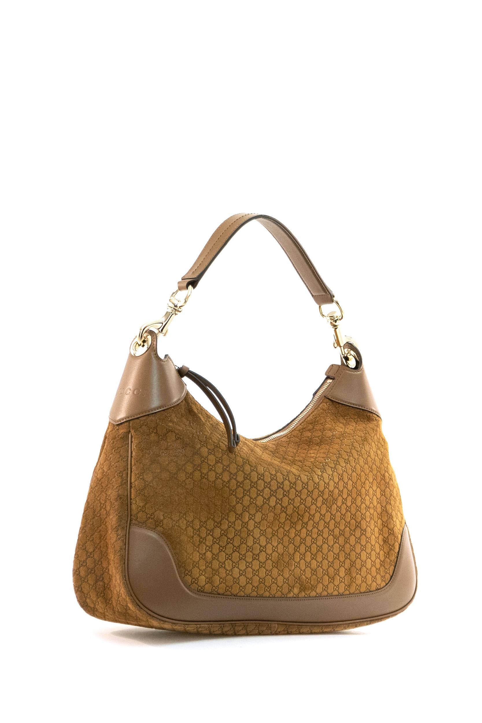 Borsa Gucci B in suede di colore marrone <BR/> 855251 AAEE7 2118 GUCCI