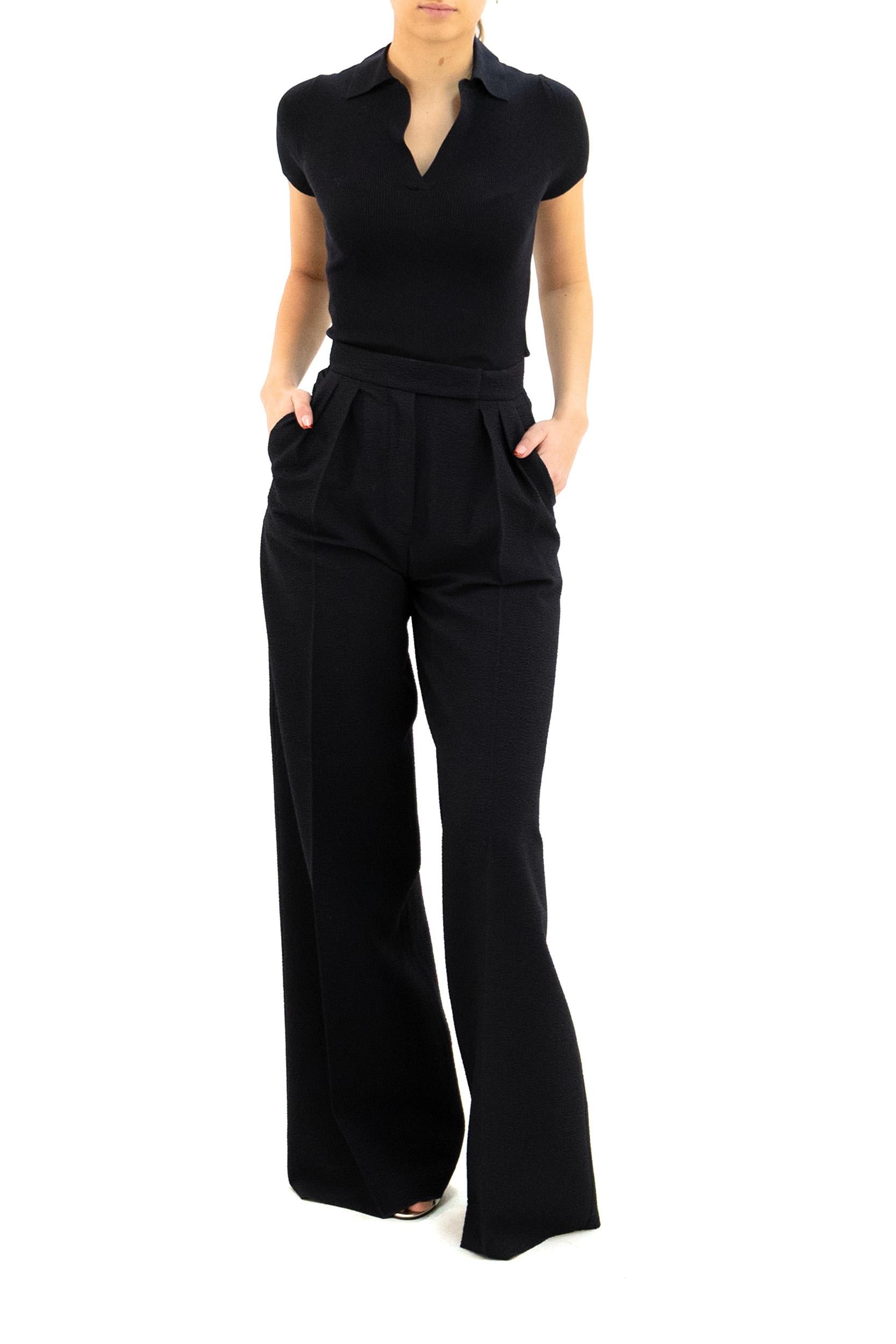 Pantaloni in seersucker di mista lana di colore blu<BR/> MXMSECOLO 001 MAX MARA