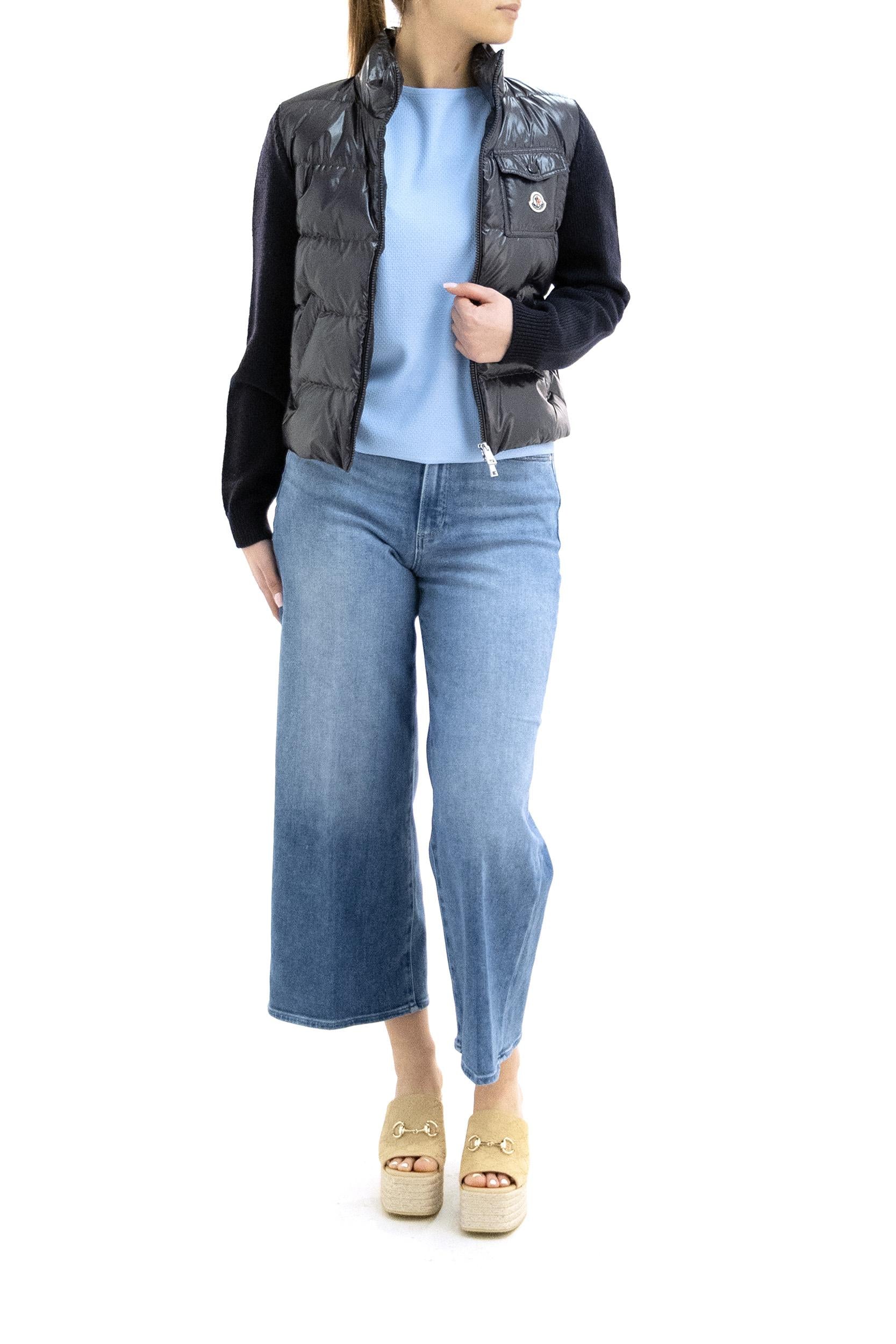 Cardigan in lana imbottito di colore blu<BR/> 9B000-23 M7774 778 MONCLER