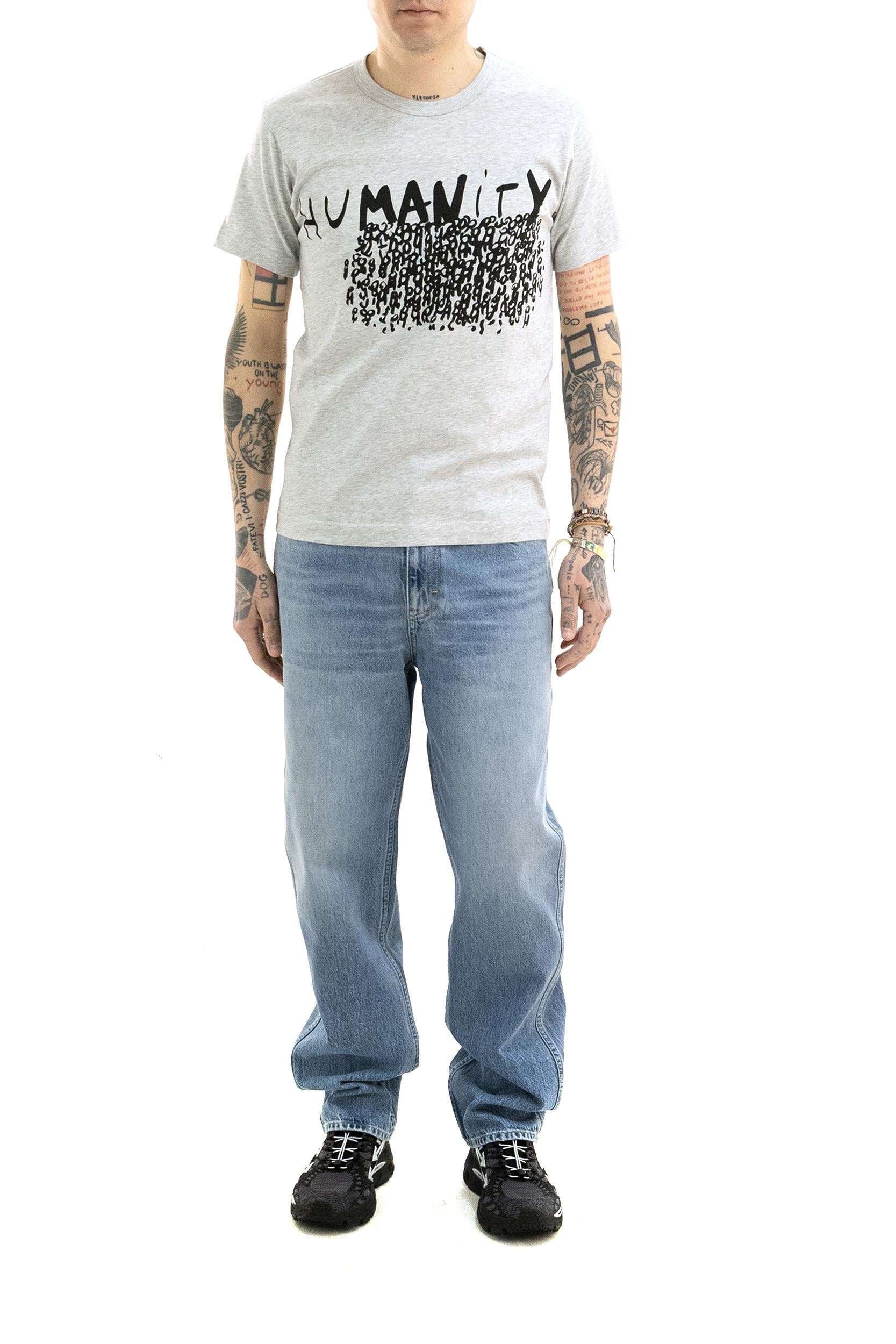 T-shirt in cotone di colore grigio<BR/> FQ-T005 1 CDG SHIRT