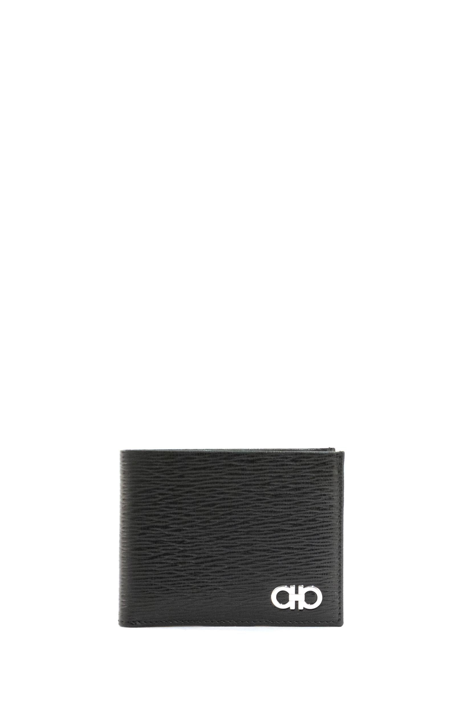 Portafoglio Gancini in Pelle<BR/> 66A064 0685978 NERO FERRAGAMO