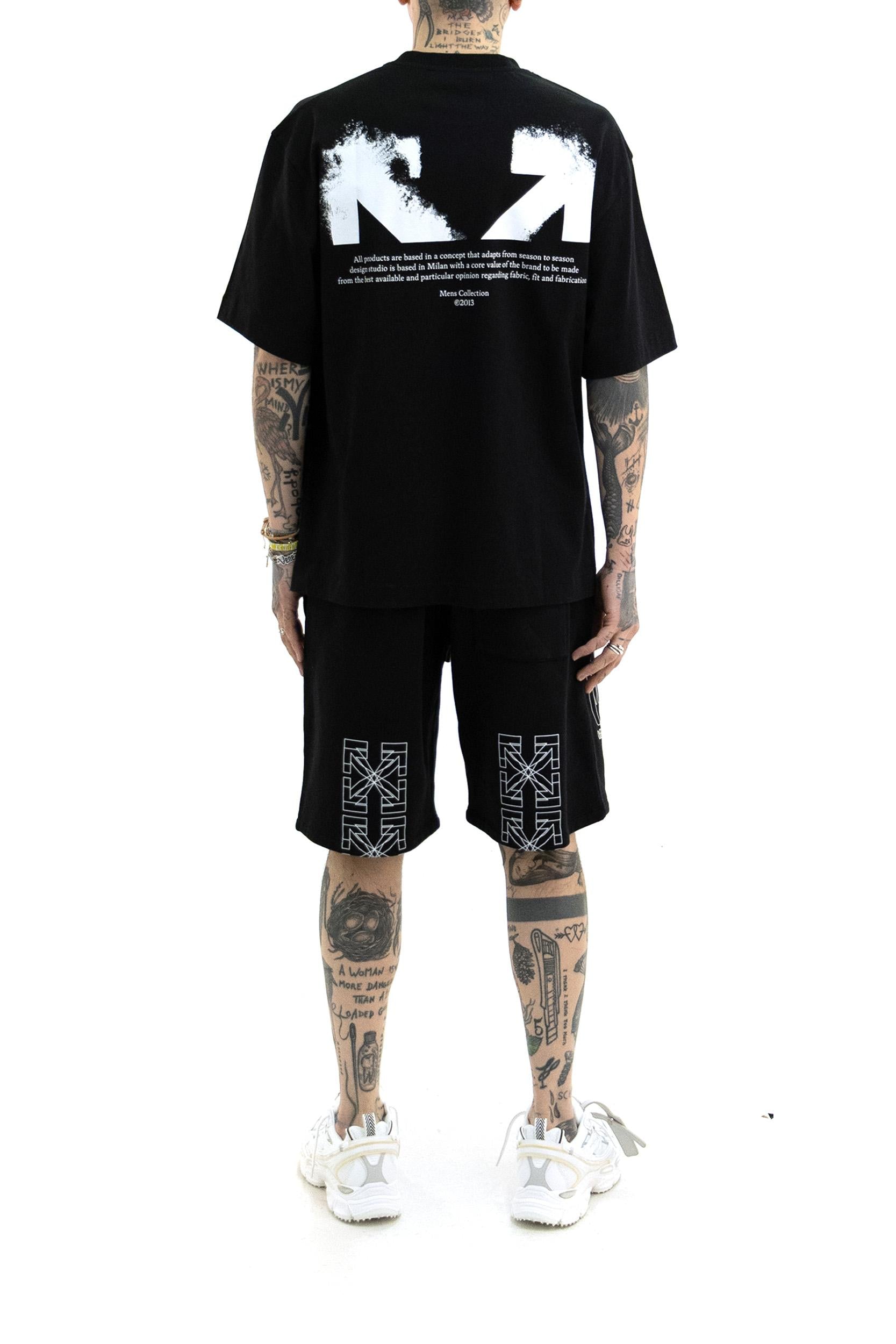 T-shirt in cotone di colore nero<BR/> 44MAA120S26J008001 BLACK OFF WHITE