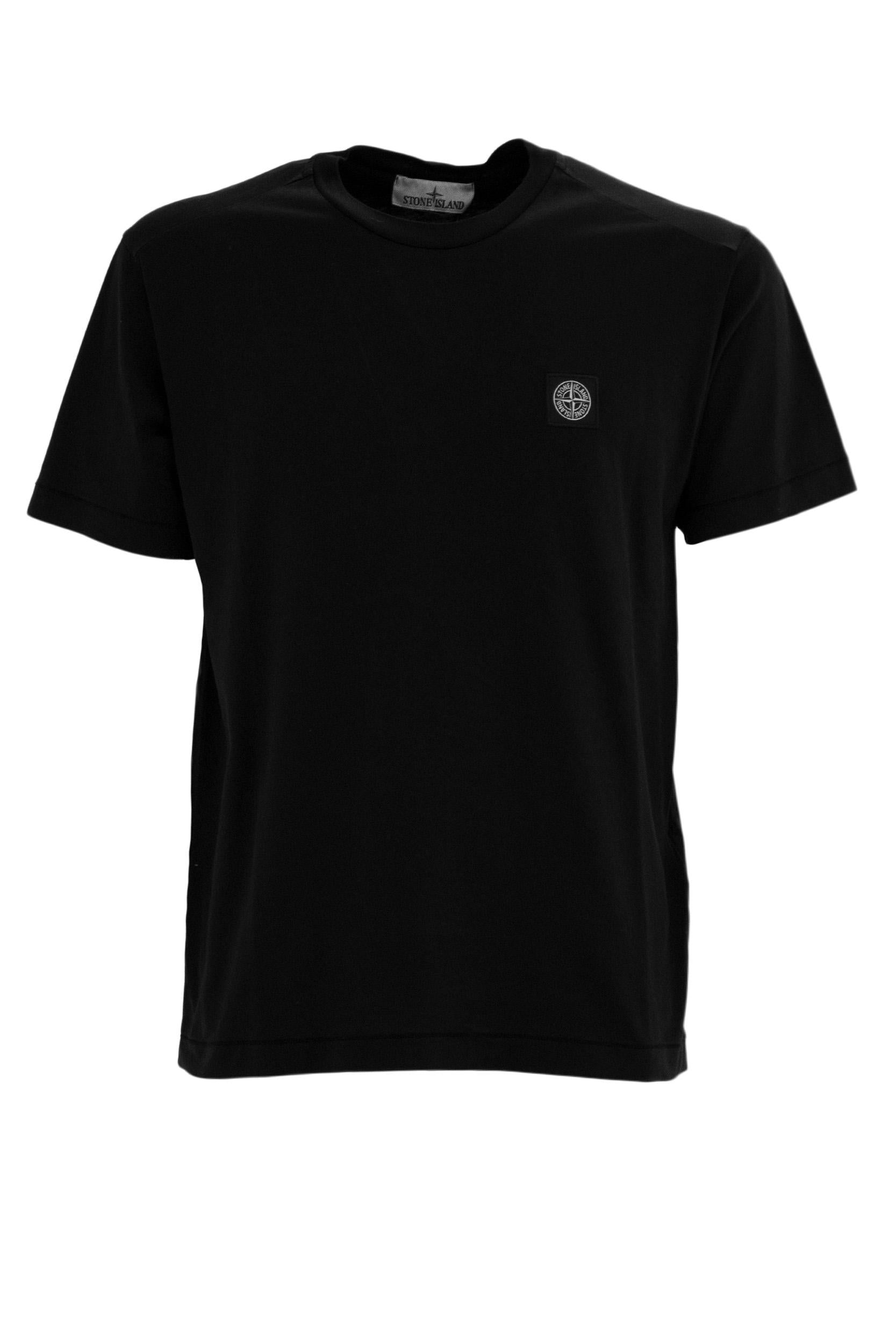 T-shirt nera con patch logo ricamato L1S152100027 S0013 V0029 STONE ISLAND