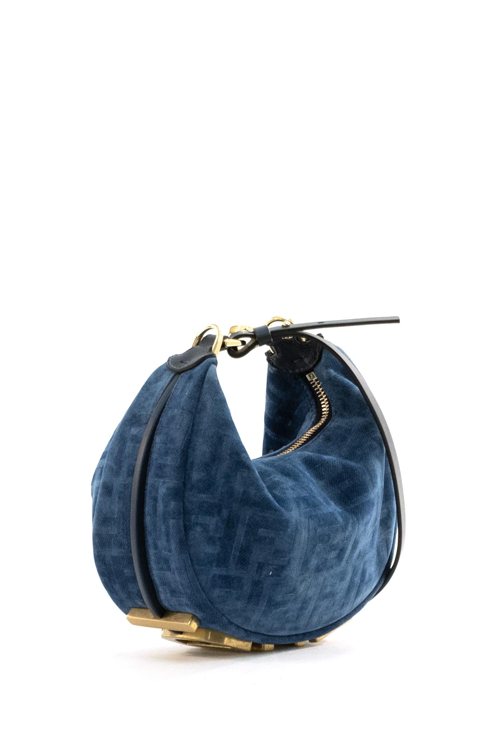 Borsa Fendigraphy Mini in Tessuto Denim Floccato<BR/><BR/> 8BS081 AVR6 F1UK1 FENDI