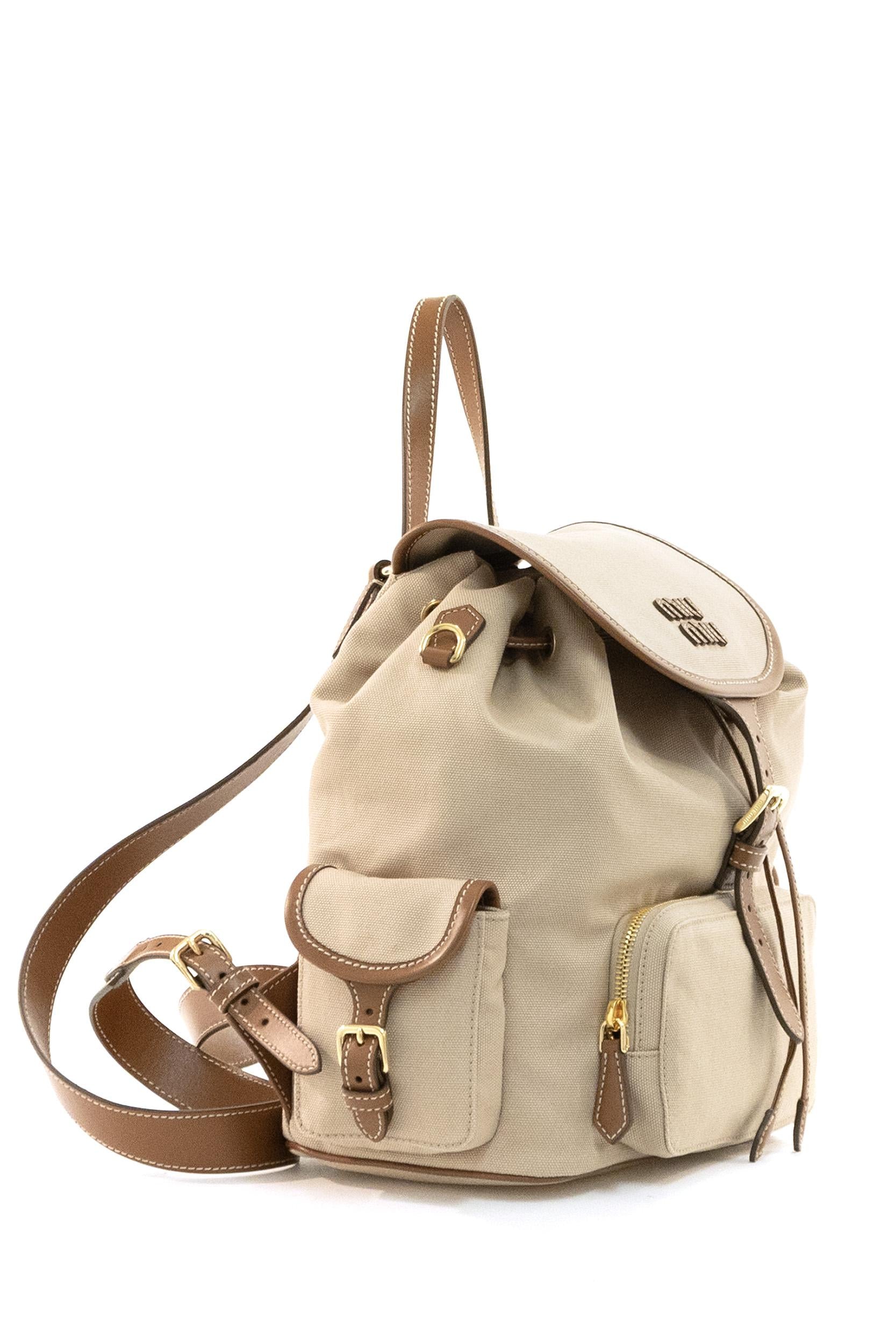 Zaino in Canapa e Pelle<BR/> 5BZ042 V OOM 2IBQ F0DAB MIU MIU