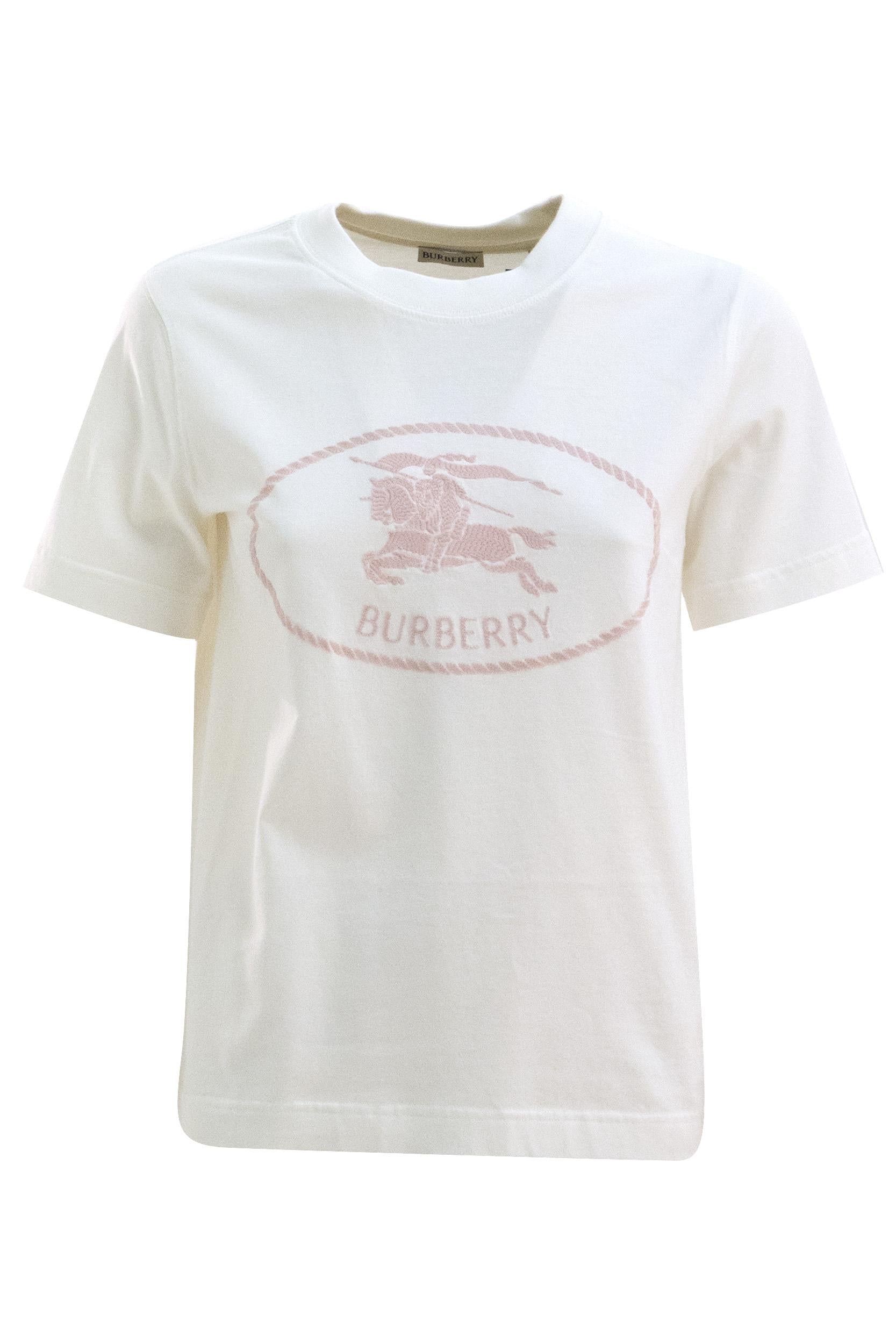 T-shirt in Cotone con Knight Stamp<BR/> 8123347 CHALKPINK BURBERRY