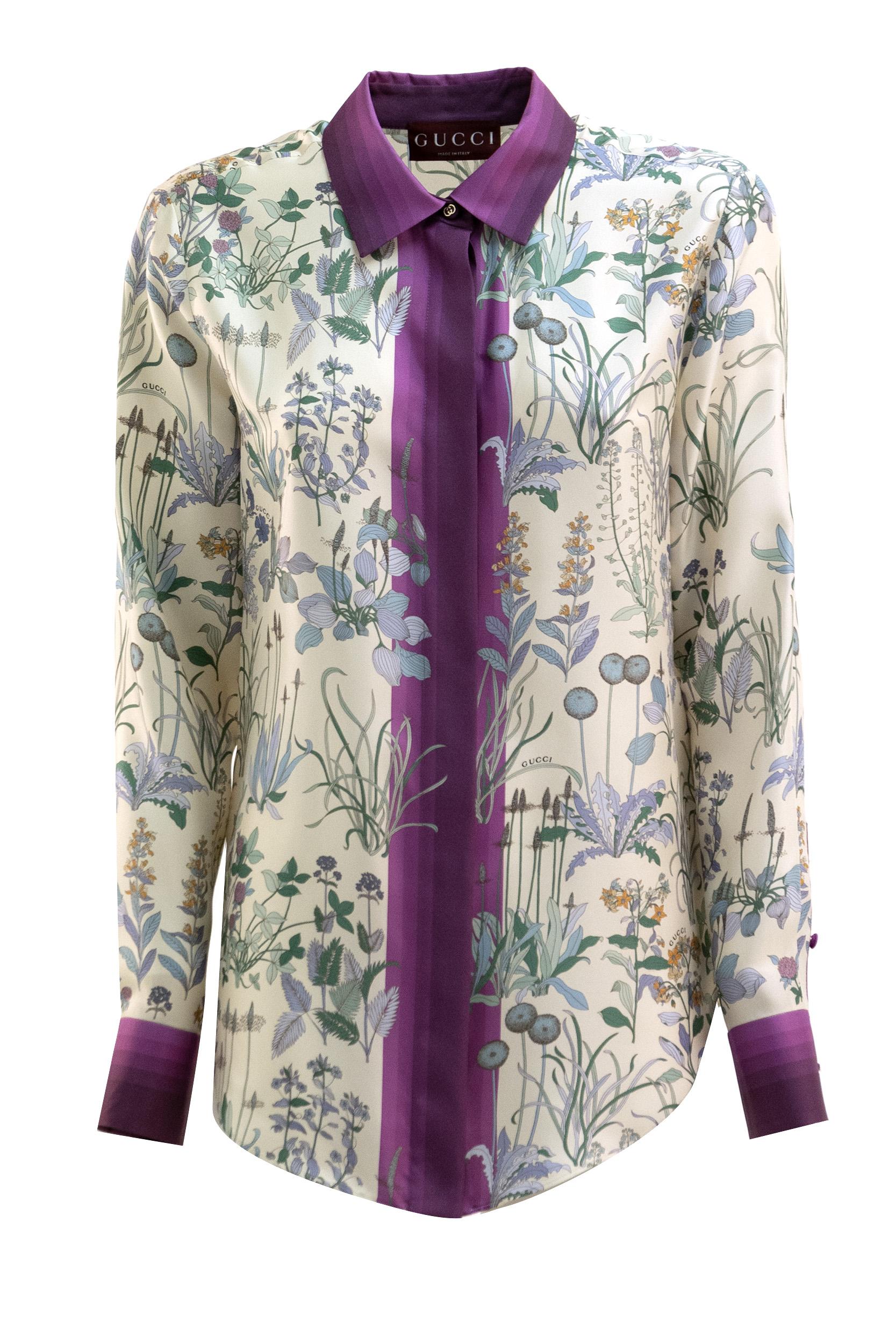 Camicia in Twill di Seta Stampato<BR/> 856092 ZAUK7 9224 GUCCI