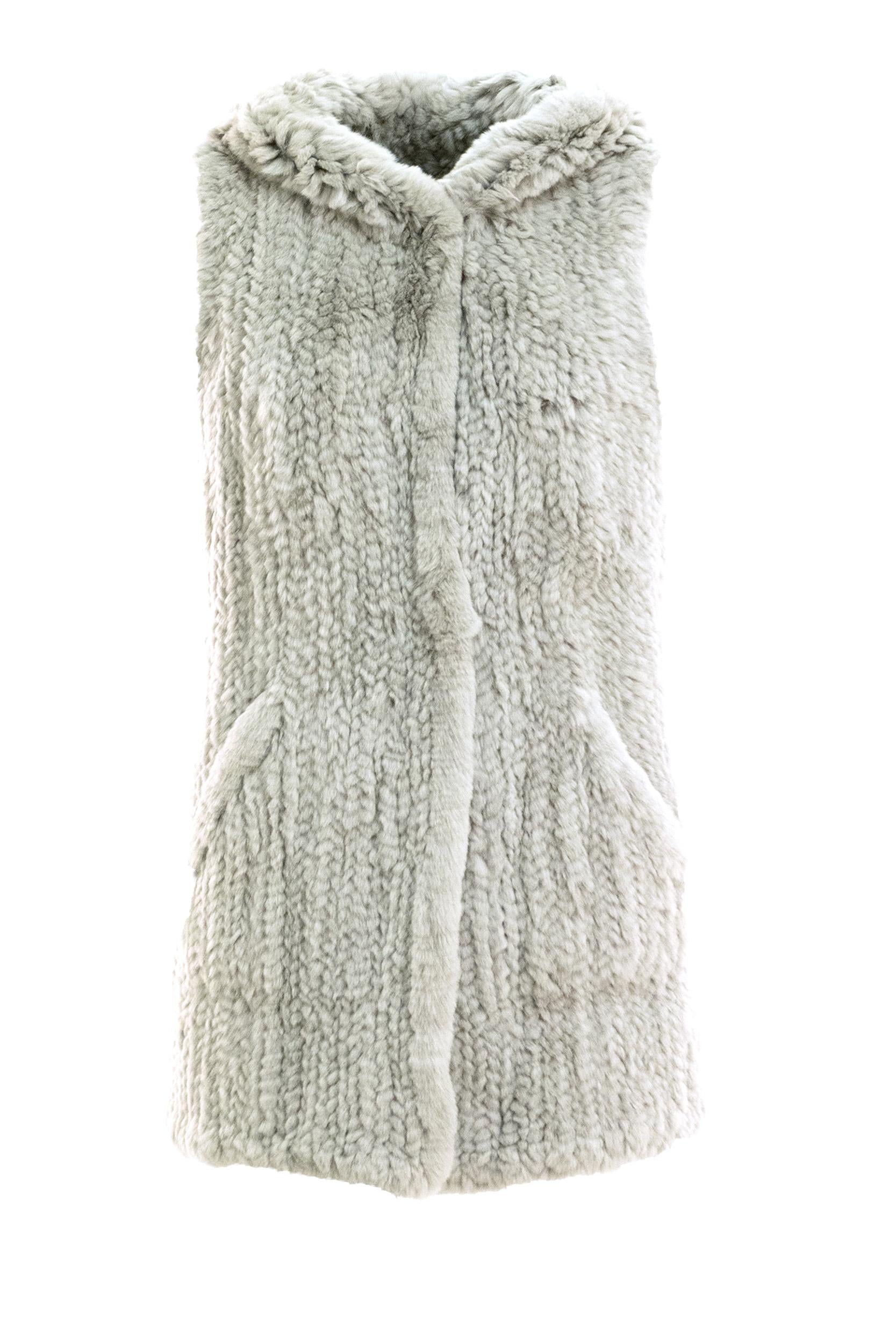 Gilet in coniglio color grigio<BR/> 23WAG10675KREX A9126 YVES SALOMON