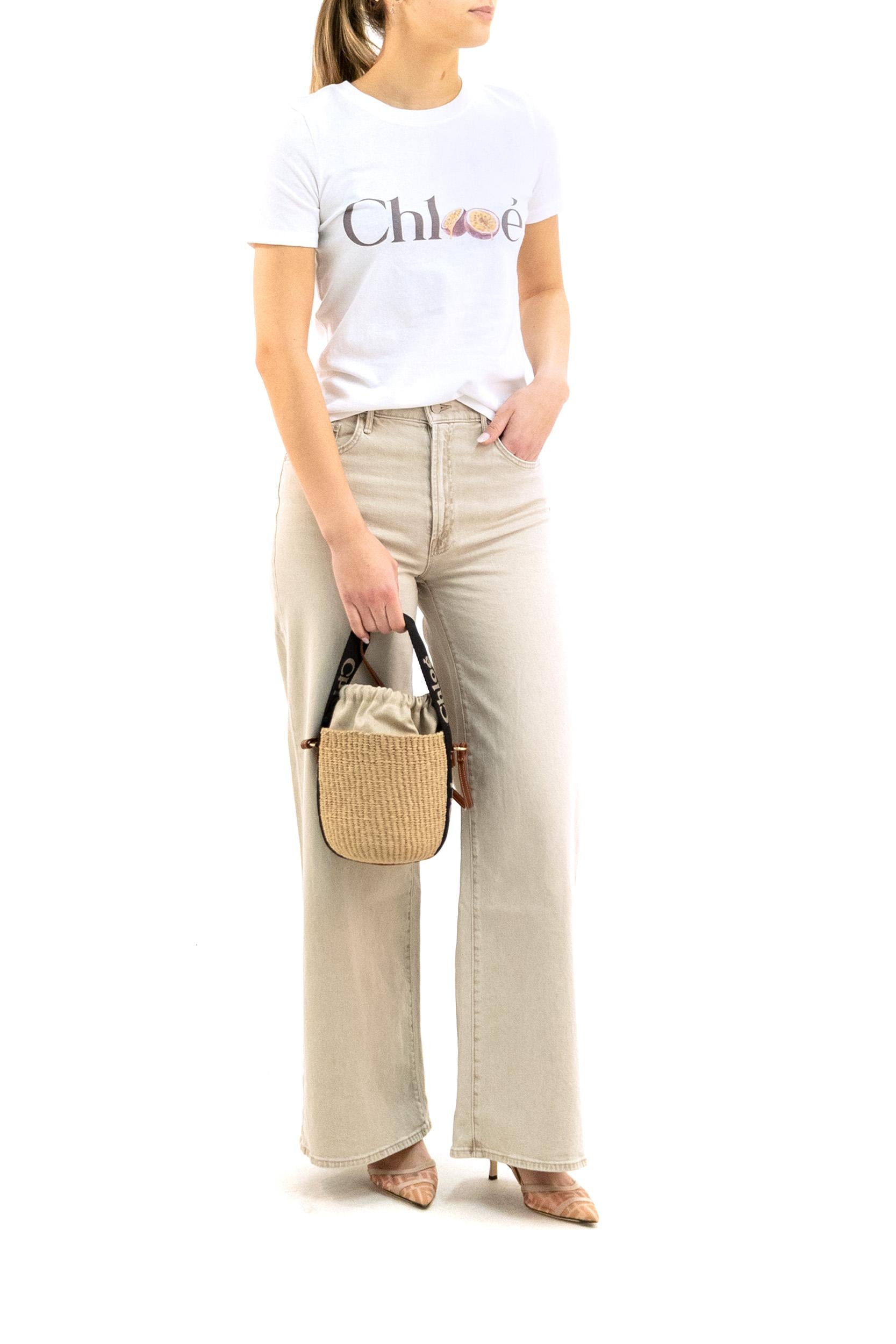 T-shirt in jersey di cotone di colore bianco<BR/> 26SJH08197 101 CHLOE'