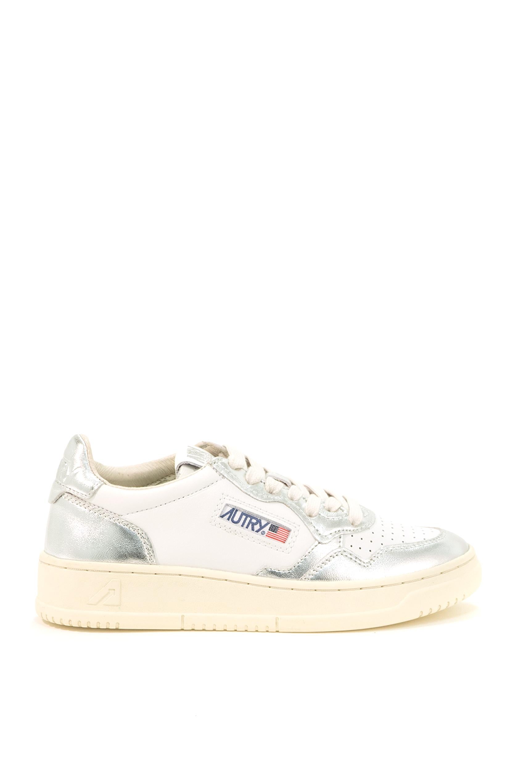 Sneakers basse bianche e argento AULW WB18 WHT/SILVER AUTRY