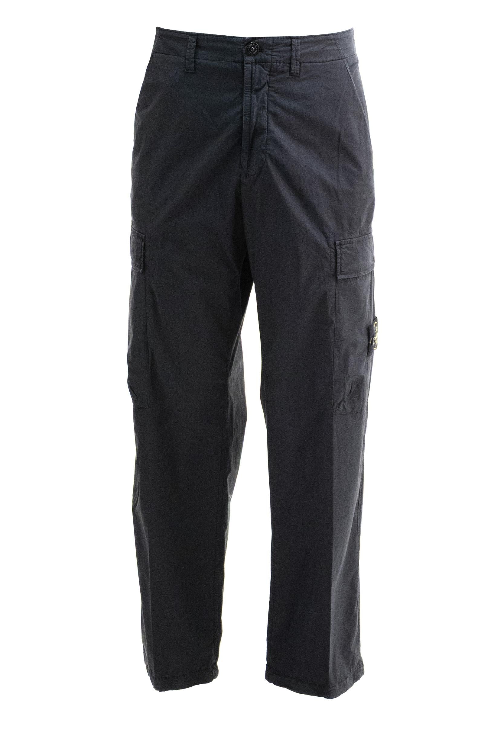 Pantaloni cargo in cotone stretch color blu<BR/> L1S153100043 S0003 V0020 STONE ISLAND