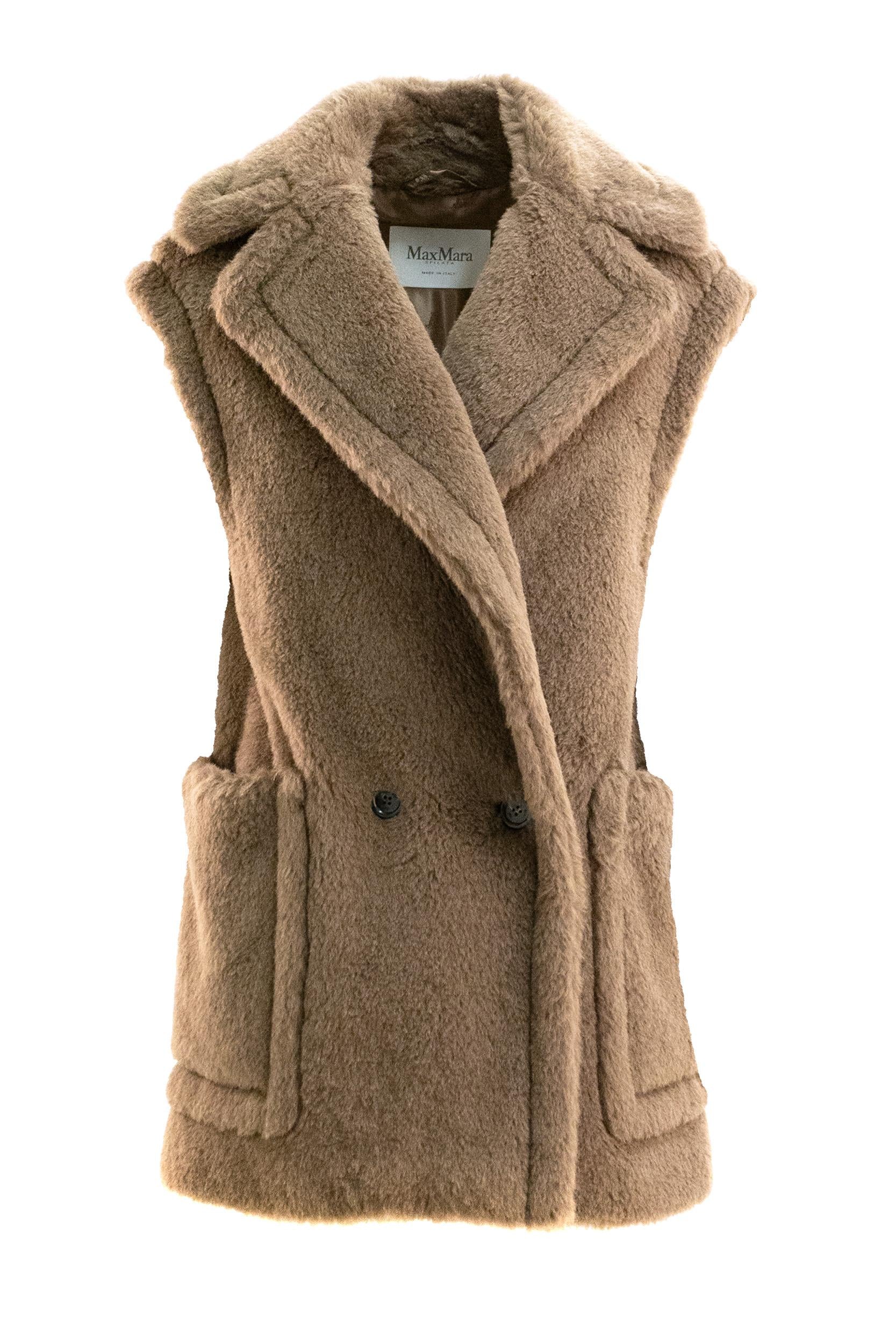 Gilet Teddy in alpaca e lana color marrone<BR/> BORMIDA1234 004 MAX MARA