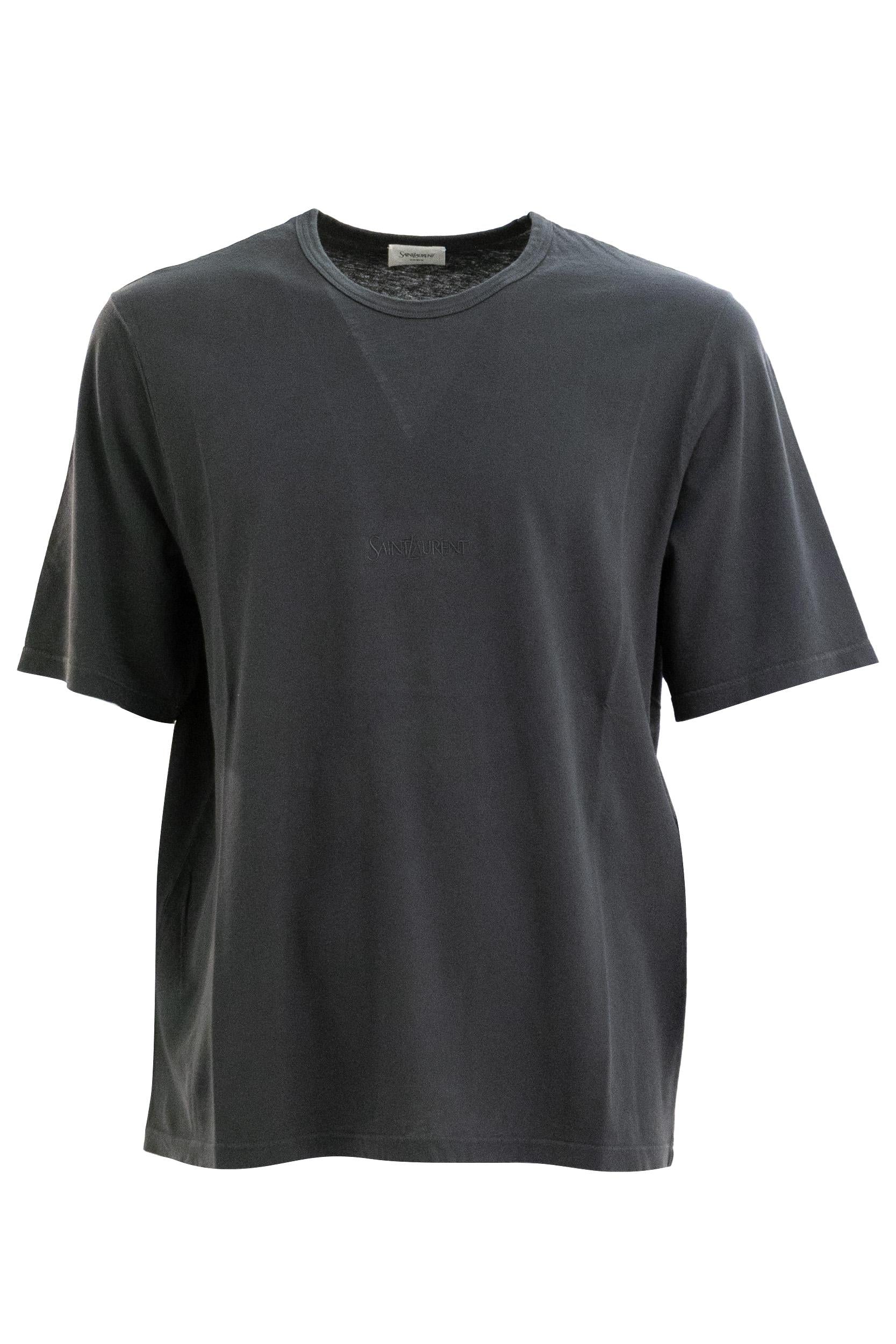 T-shirt in jersey di cotone color nero <BR/> 818535 YBHD2 1025 SAINT LAURENT