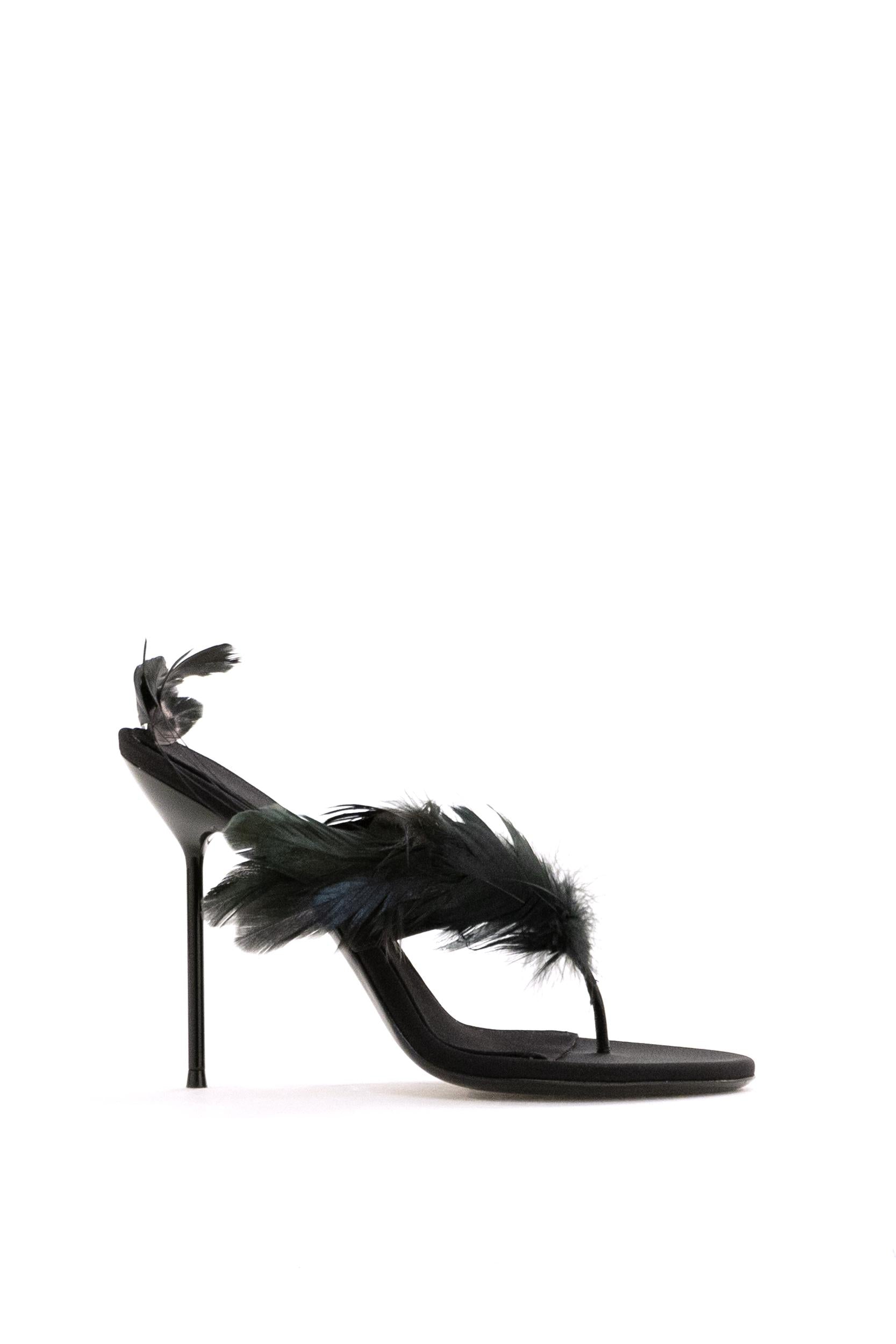 Mules Infradito in Raso Crepe<BR/> PX1821 BLACK PARIS TEXAS